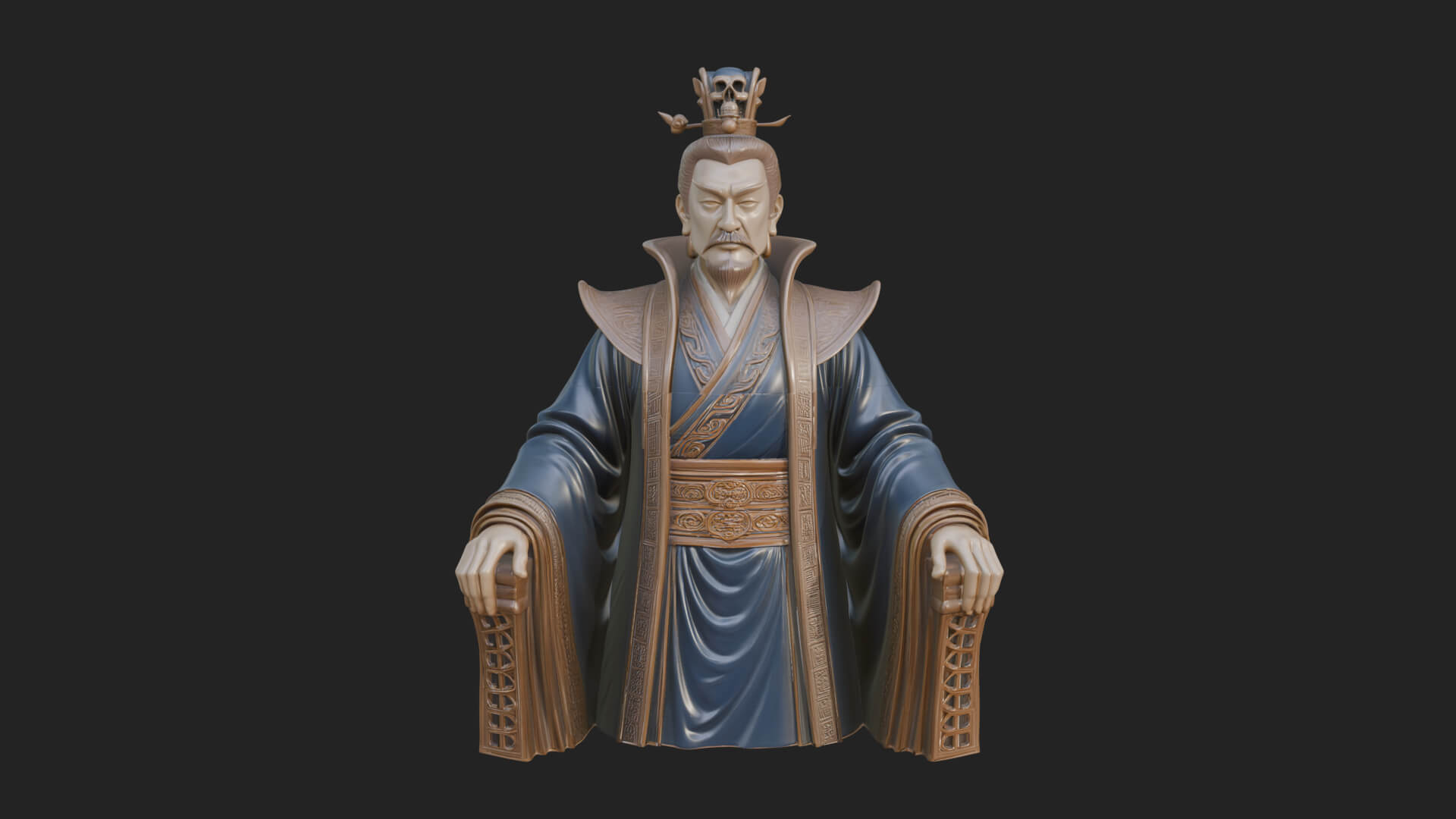 Seated Crowned Emperor Statue Design 1 3D Print Model 3D Model