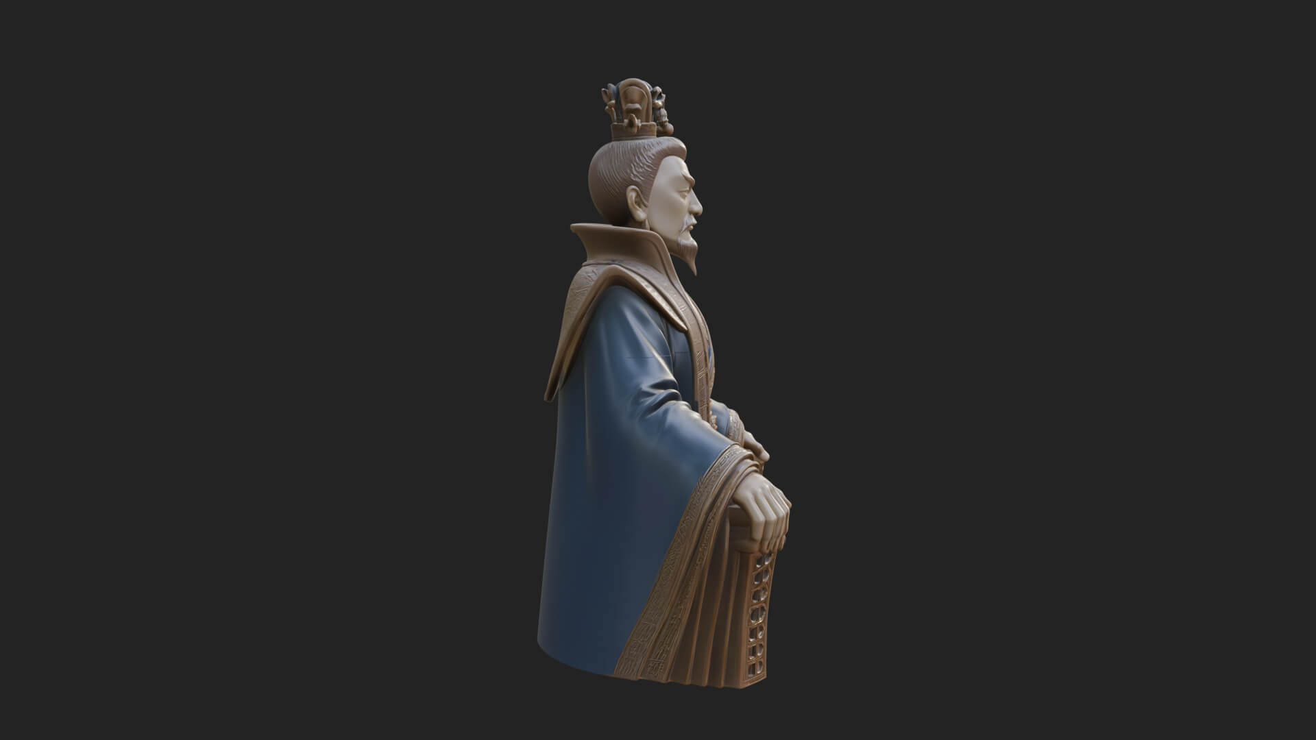 Seated Crowned Emperor Statue Design 1 3D Print Model 3D Model