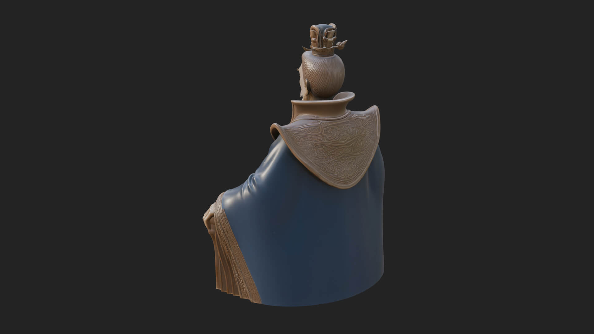 Seated Crowned Emperor Statue Design 1 3D Print Model 3D Model