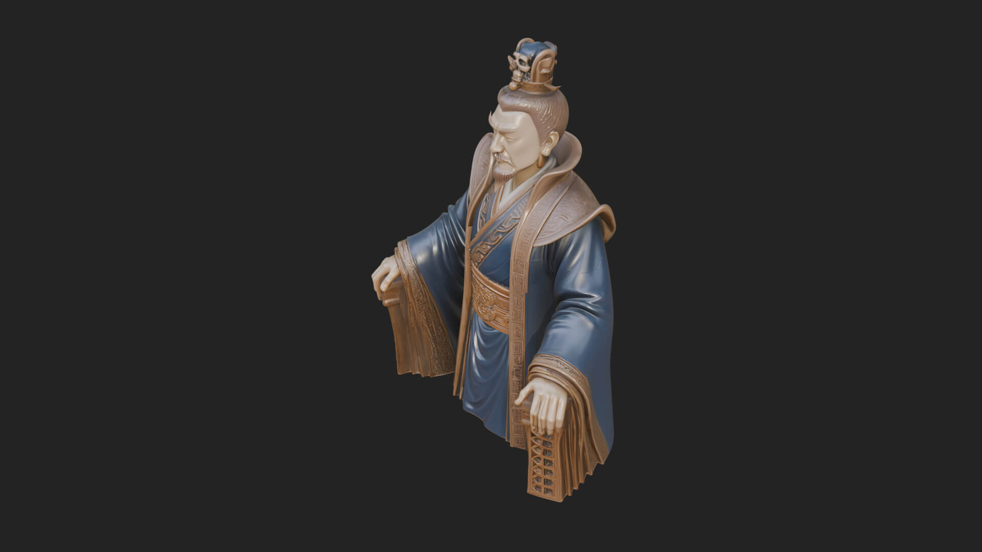 Seated Crowned Emperor Statue Design 1 3D Print Model 3D Model
