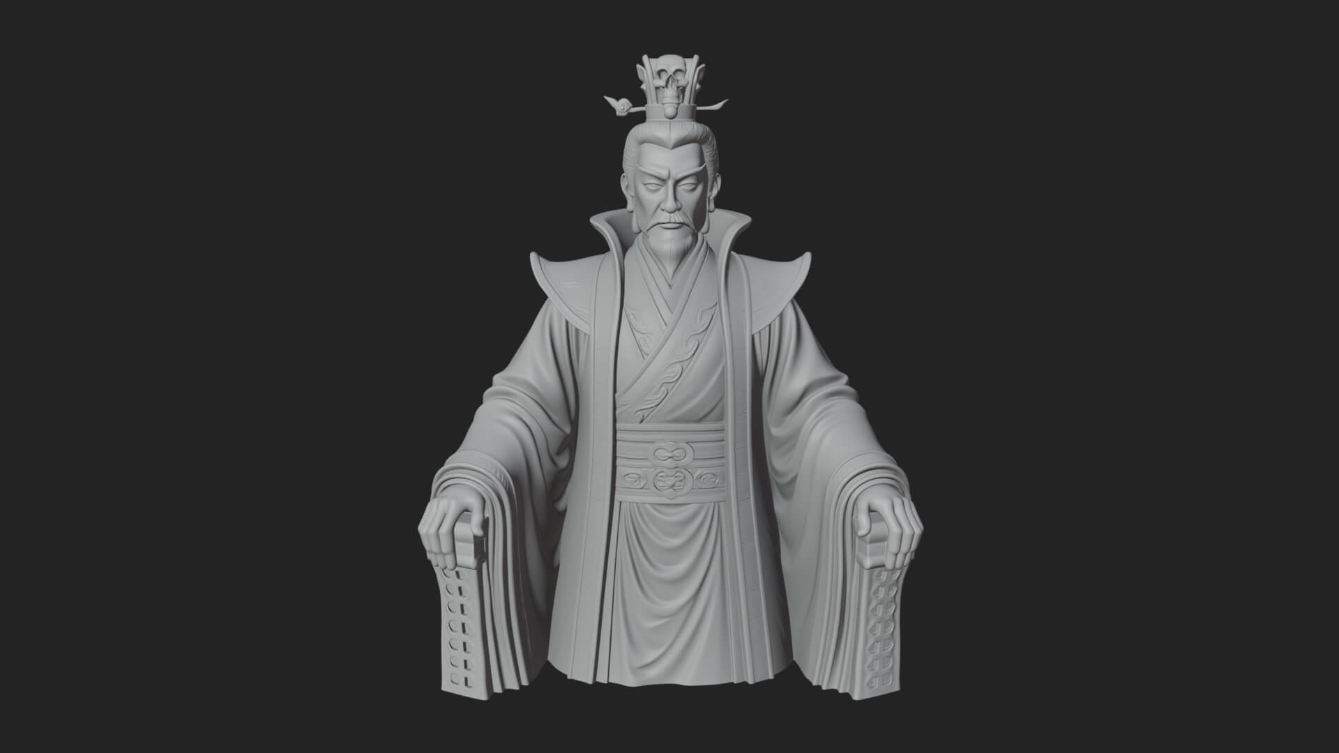 Seated Crowned Emperor Statue Design 1 3D Print Model 3D Model