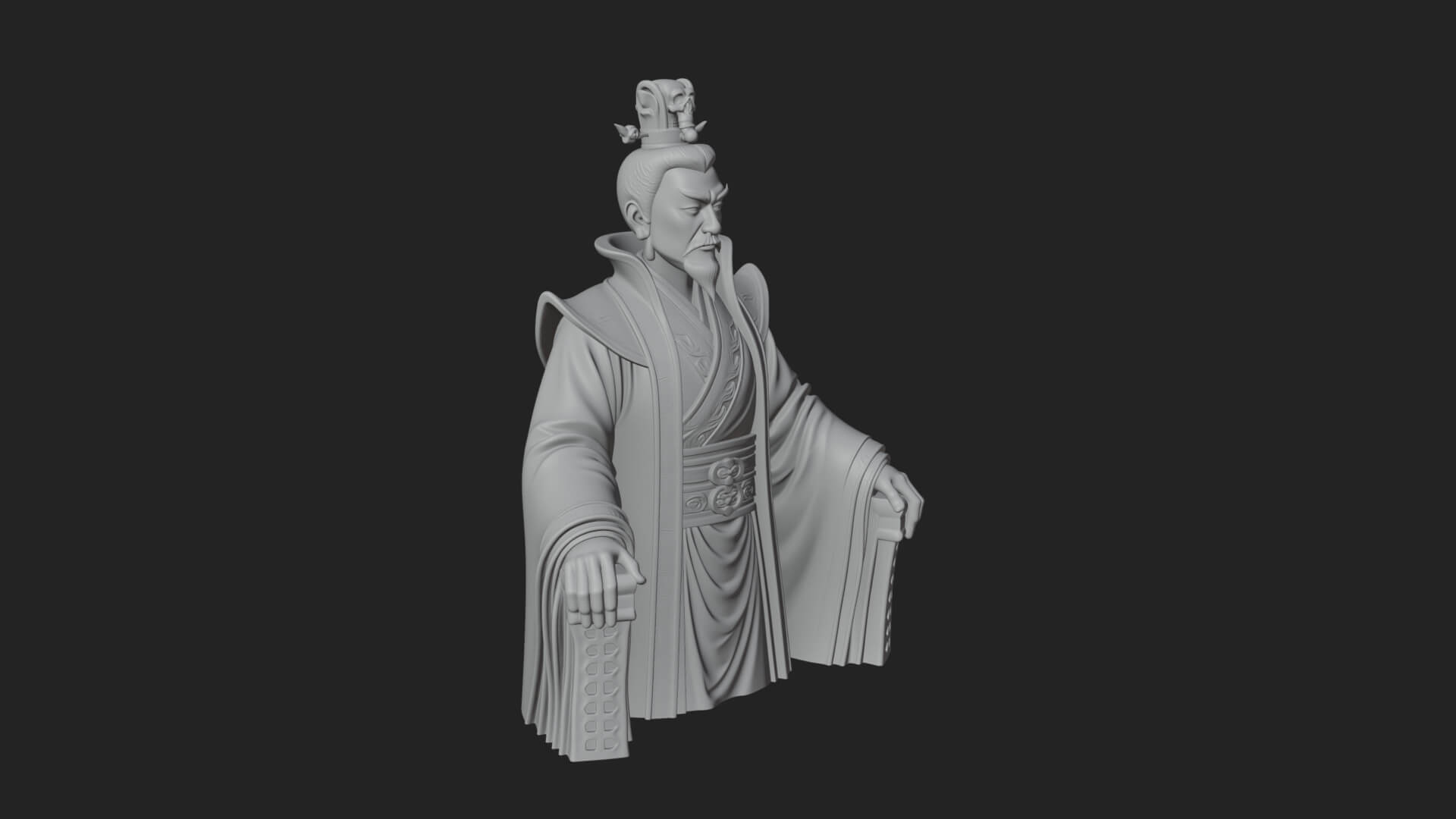 Seated Crowned Emperor Statue Design 1 3D Print Model 3D Model
