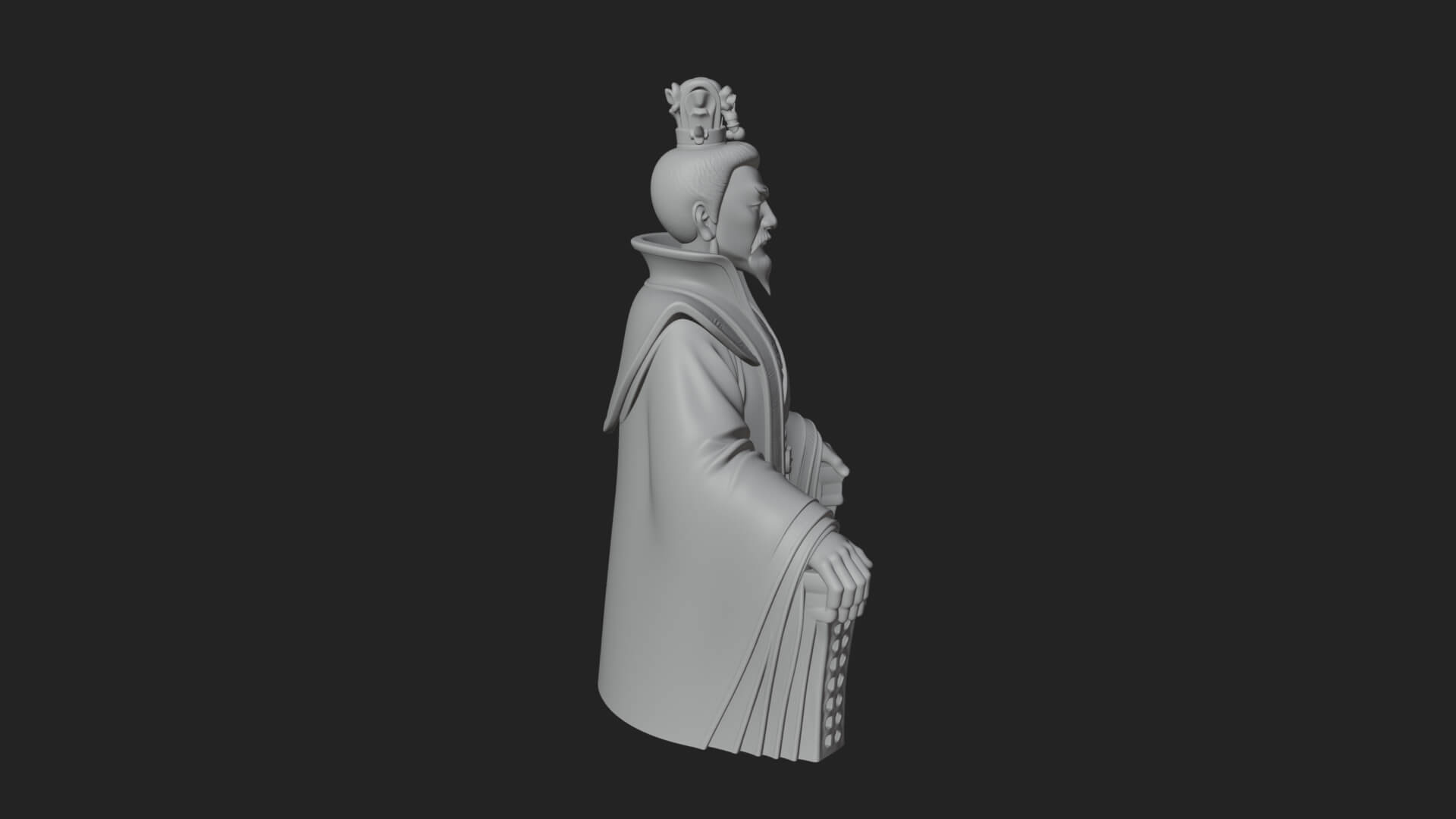 Seated Crowned Emperor Statue Design 1 3D Print Model 3D Model