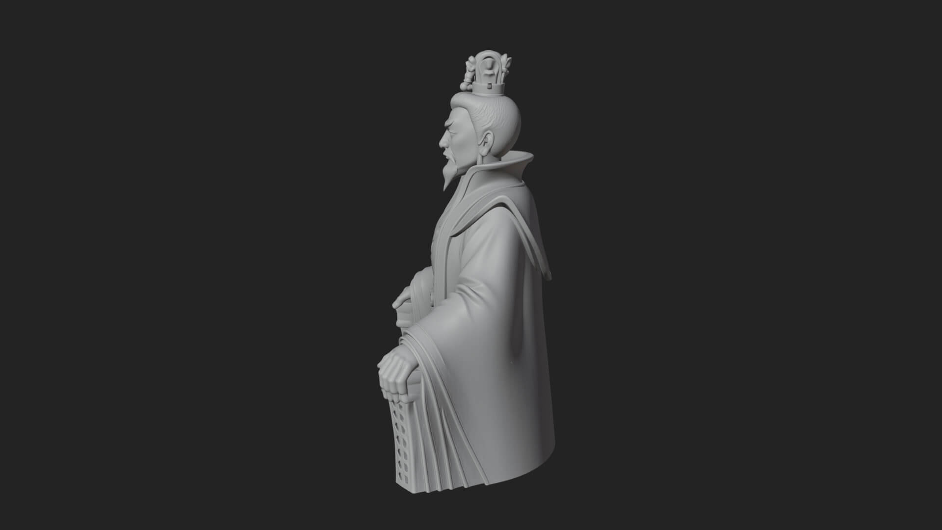 Seated Crowned Emperor Statue Design 1 3D Print Model 3D Model