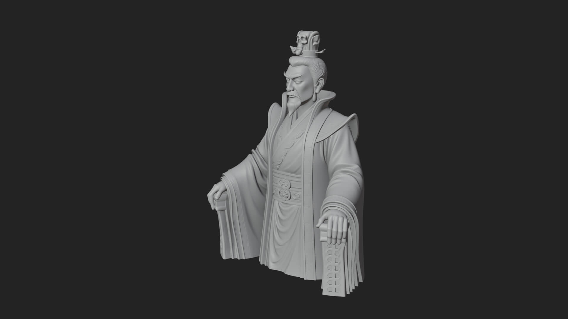 Seated Crowned Emperor Statue Design 1 3D Print Model 3D Model