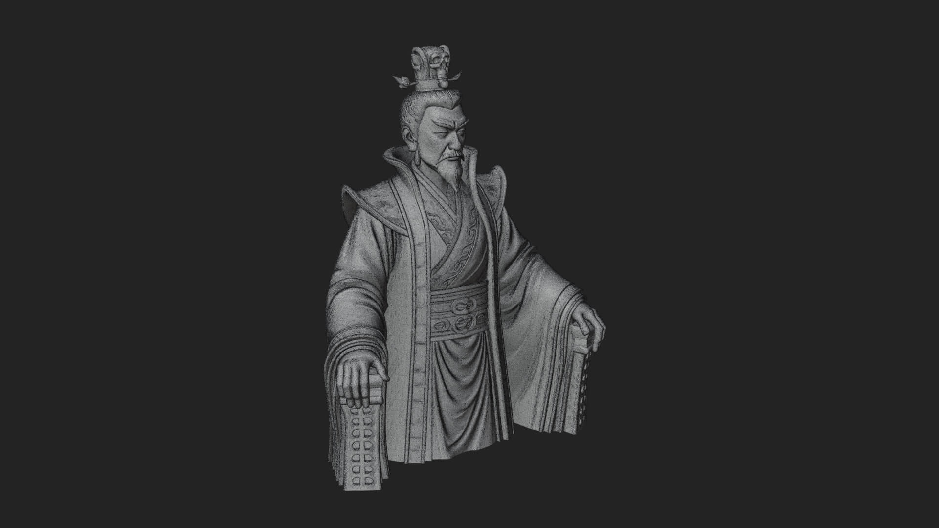 Seated Crowned Emperor Statue Design 1 3D Print Model 3D Model