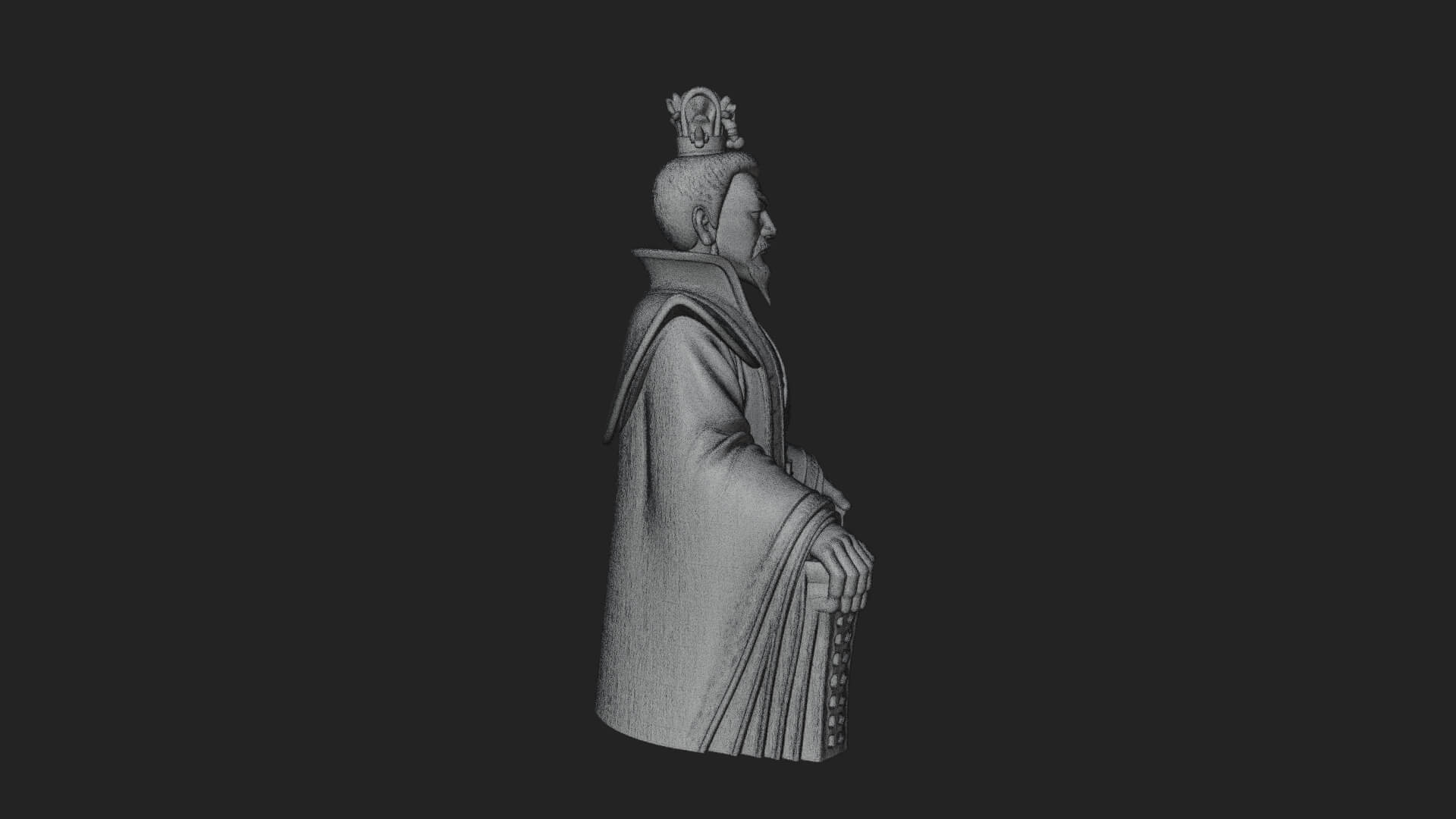 Seated Crowned Emperor Statue Design 1 3D Print Model 3D Model