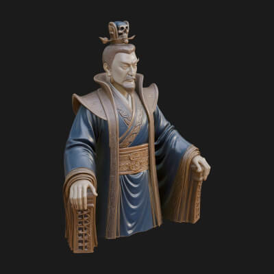 Seated Crowned Emperor Statue Design 1 3D Print Model