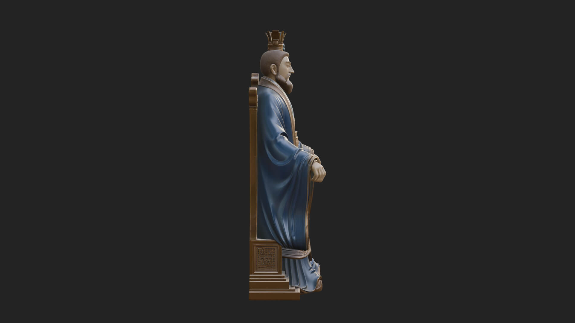 Seated Crowned Emperor Statue Design 2 3D Print Model 3D Model