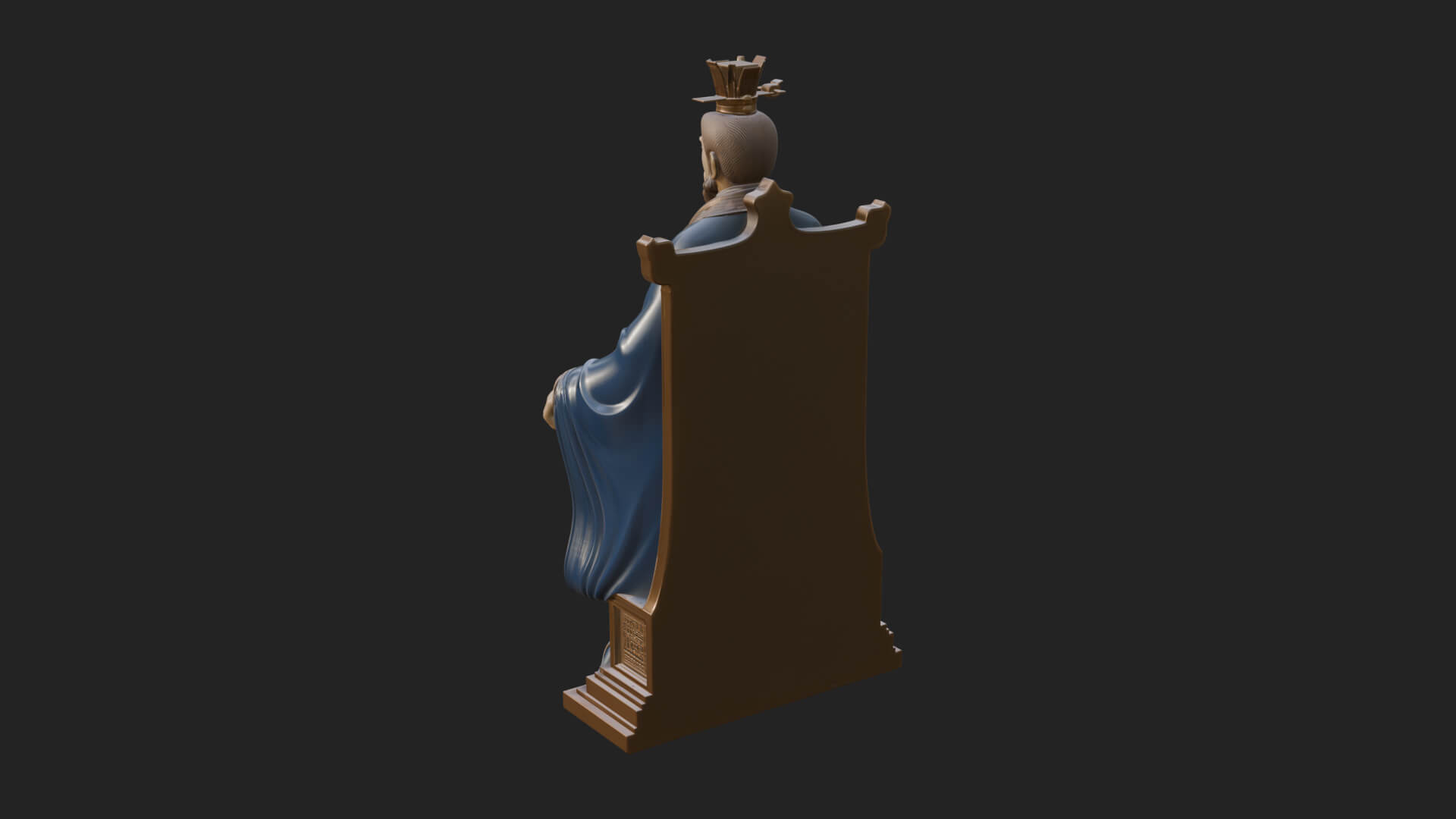 Seated Crowned Emperor Statue Design 2 3D Print Model 3D Model