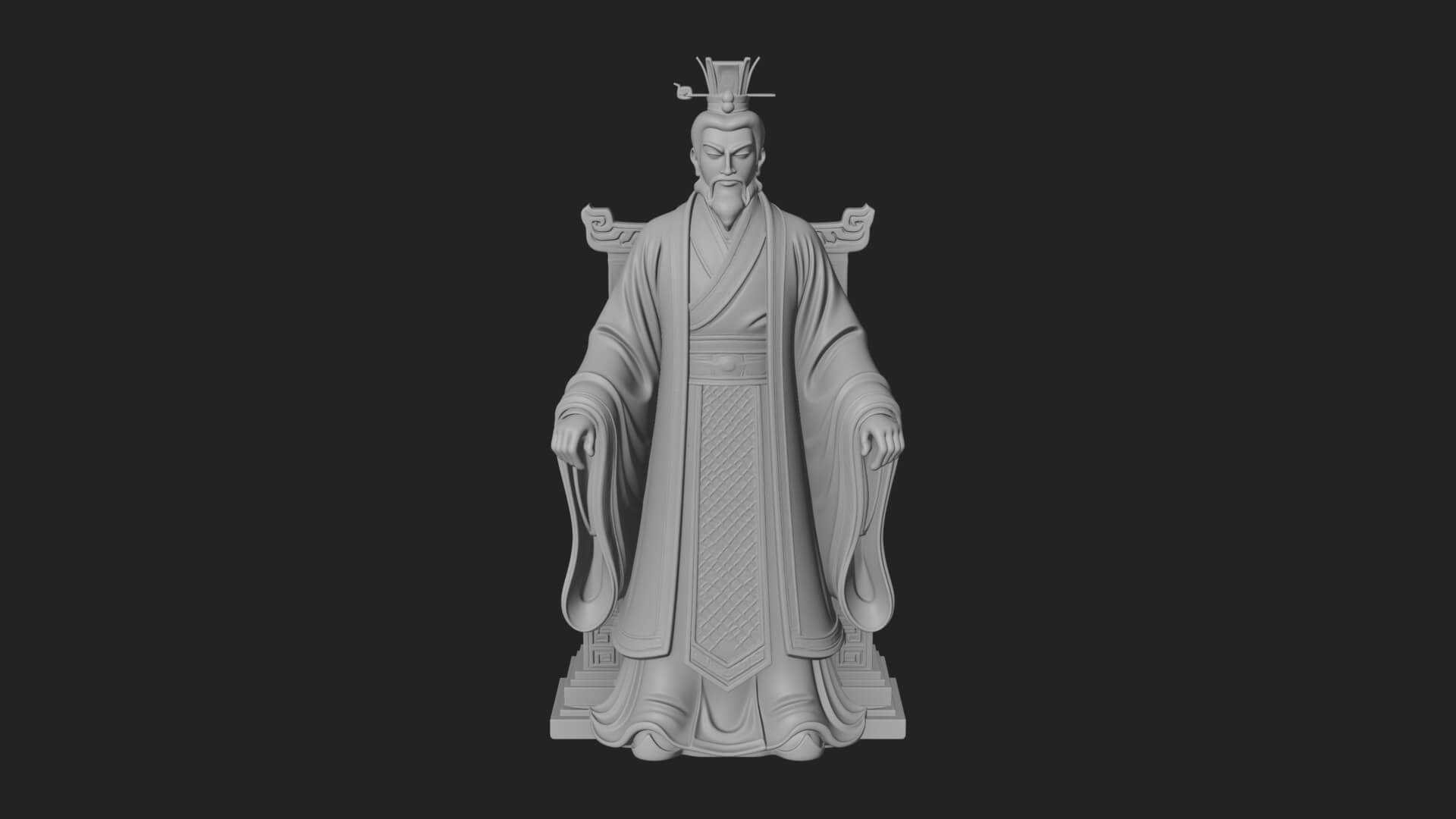 Seated Crowned Emperor Statue Design 2 3D Print Model 3D Model