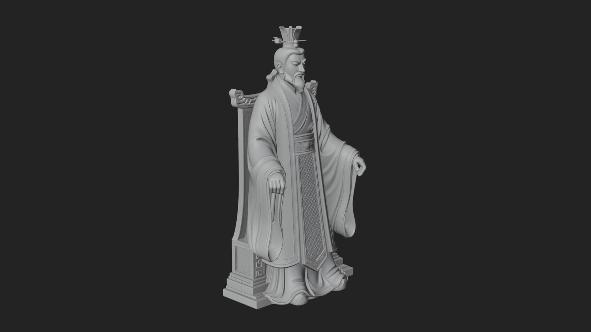 Seated Crowned Emperor Statue Design 2 3D Print Model 3D Model