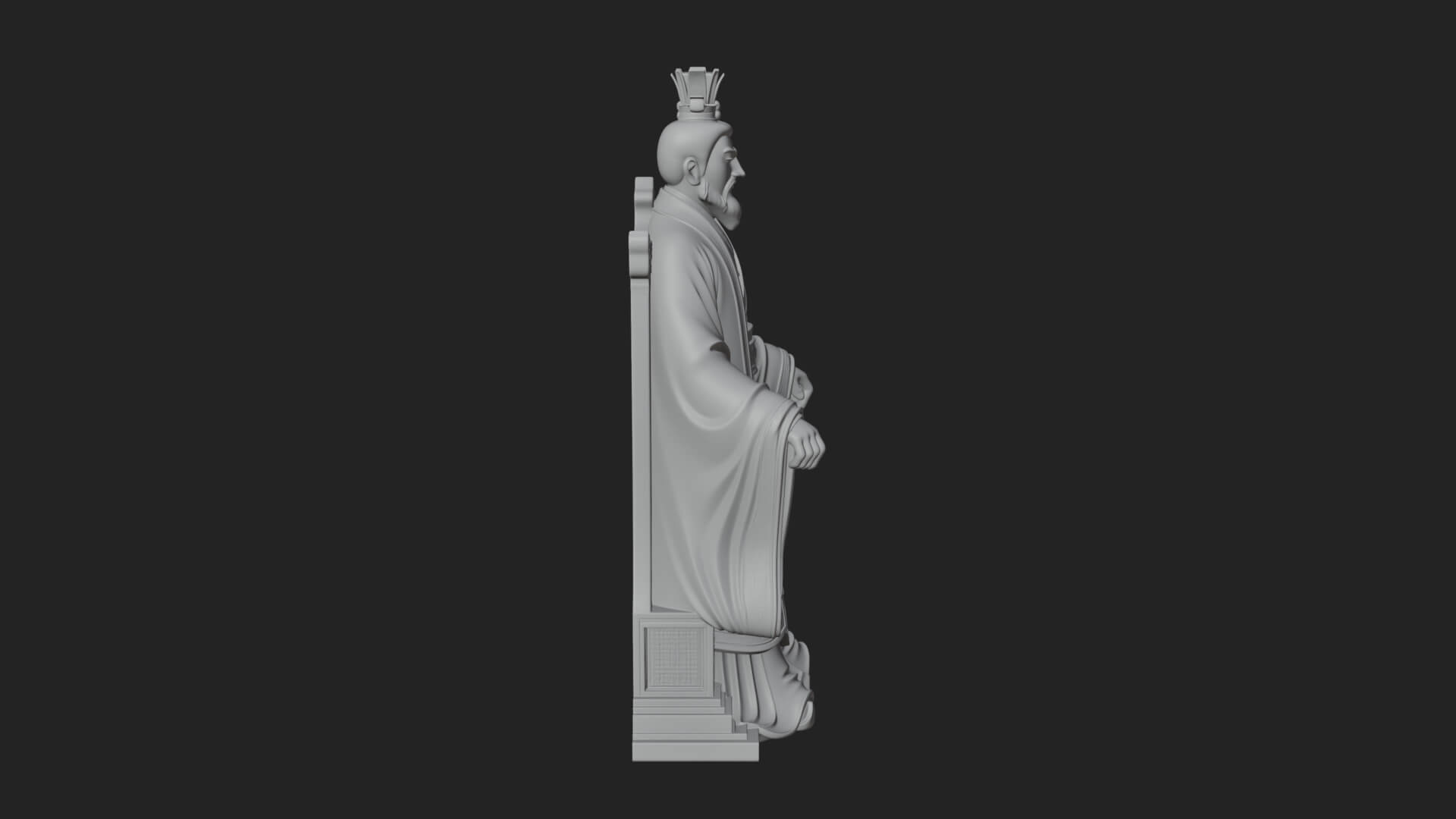 Seated Crowned Emperor Statue Design 2 3D Print Model 3D Model