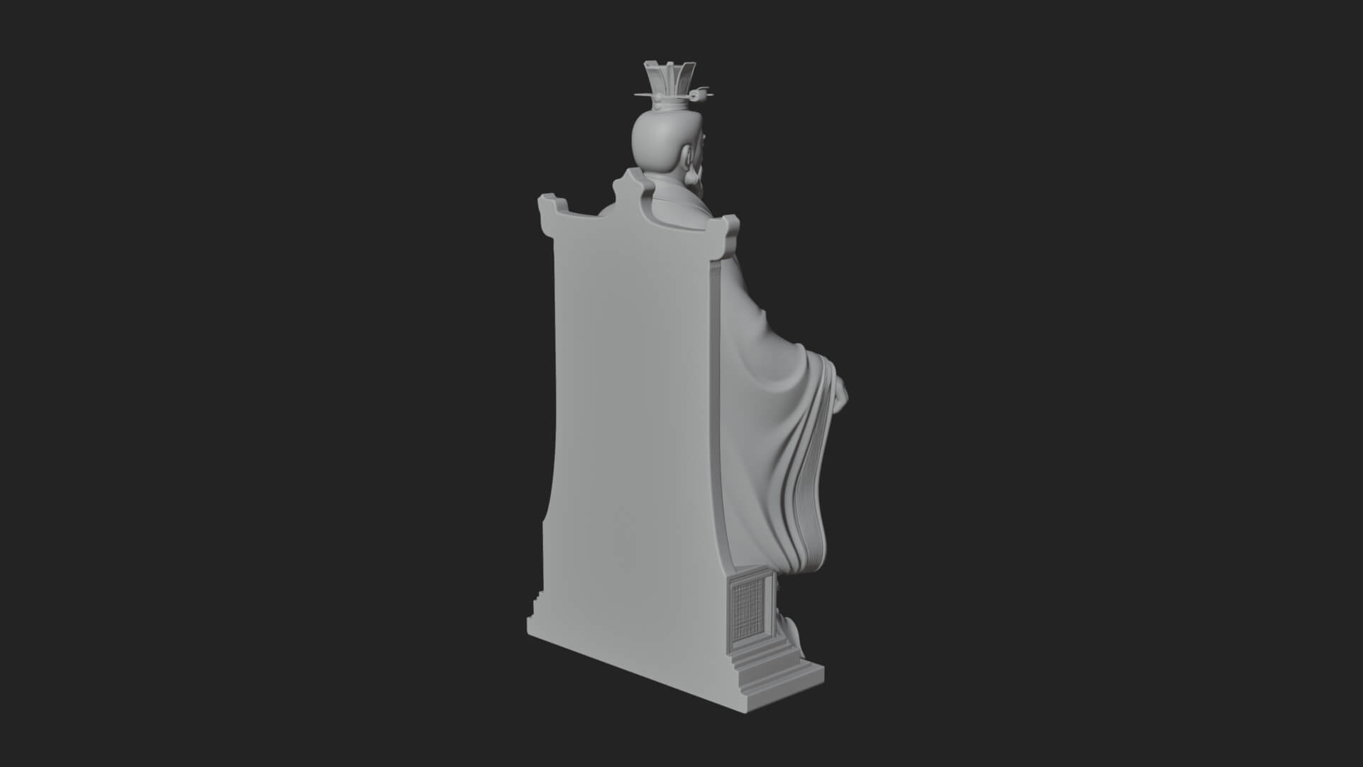 Seated Crowned Emperor Statue Design 2 3D Print Model 3D Model