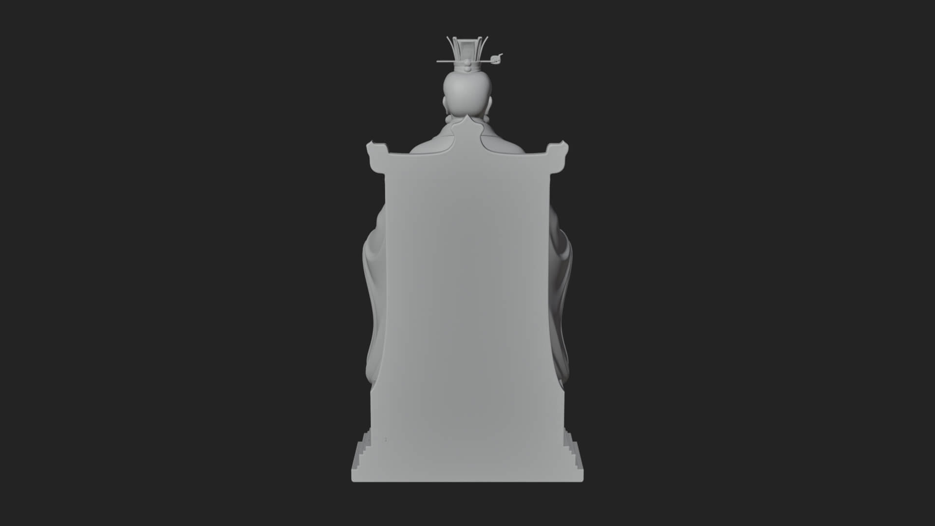 Seated Crowned Emperor Statue Design 2 3D Print Model 3D Model