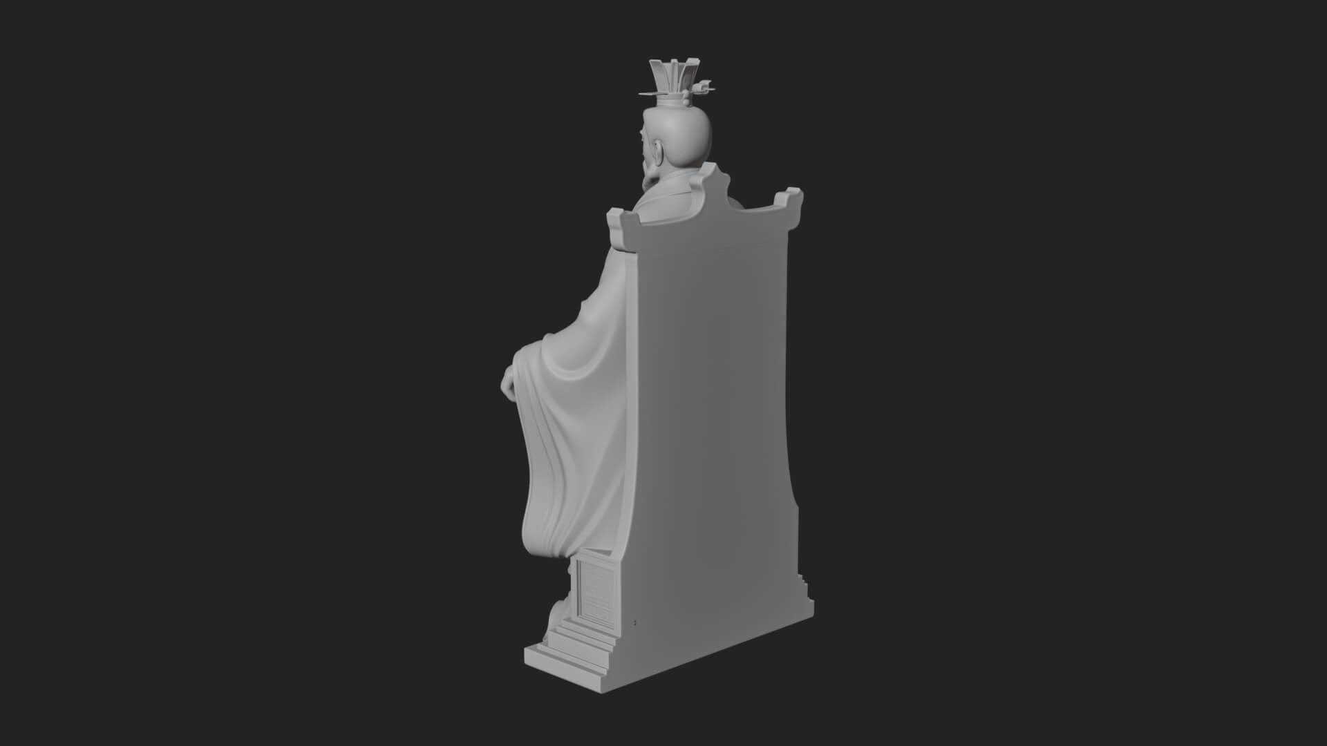 Seated Crowned Emperor Statue Design 2 3D Print Model 3D Model