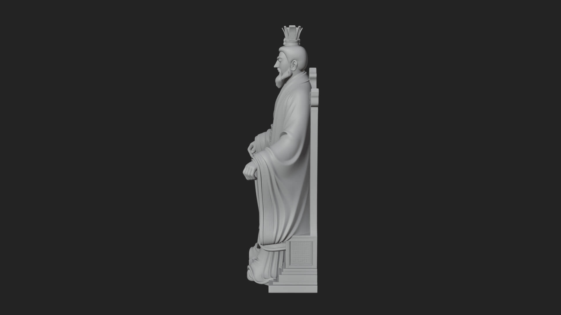 Seated Crowned Emperor Statue Design 2 3D Print Model 3D Model