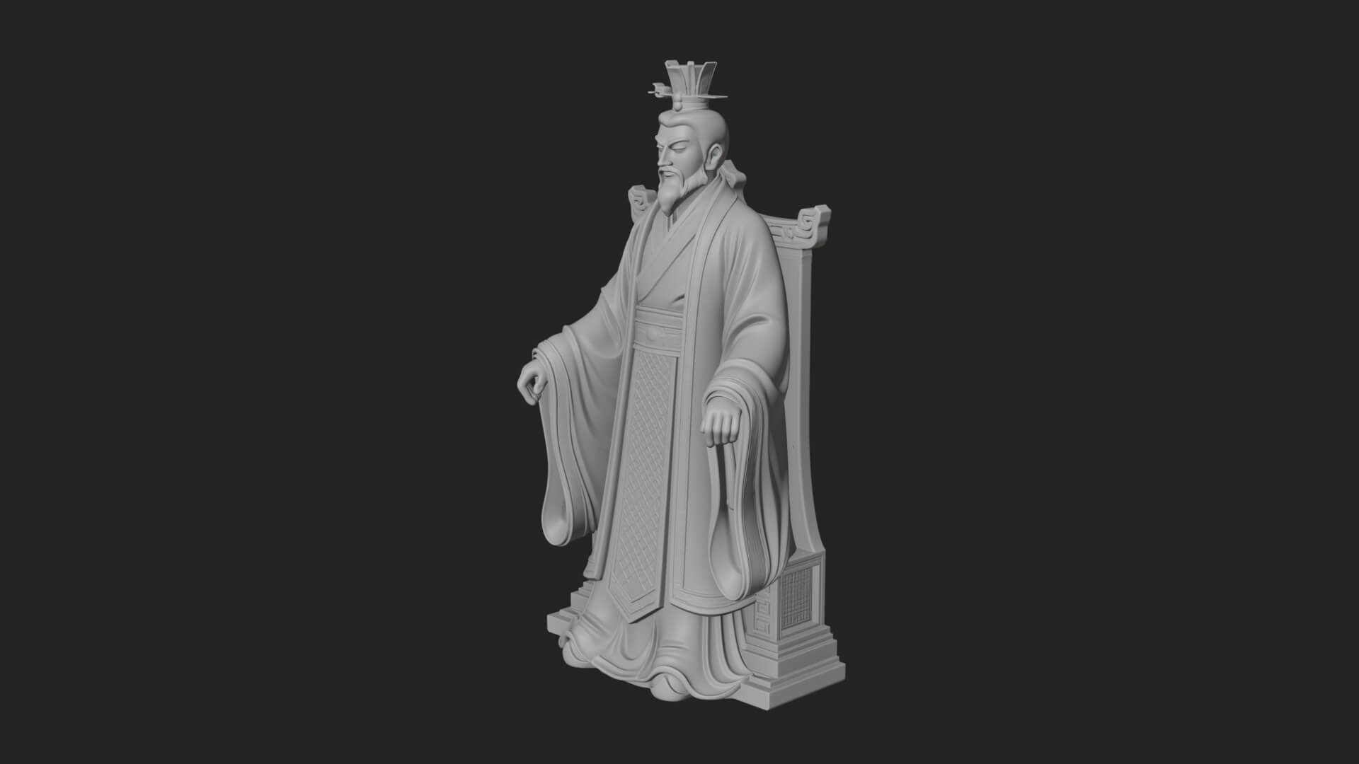 Seated Crowned Emperor Statue Design 2 3D Print Model 3D Model