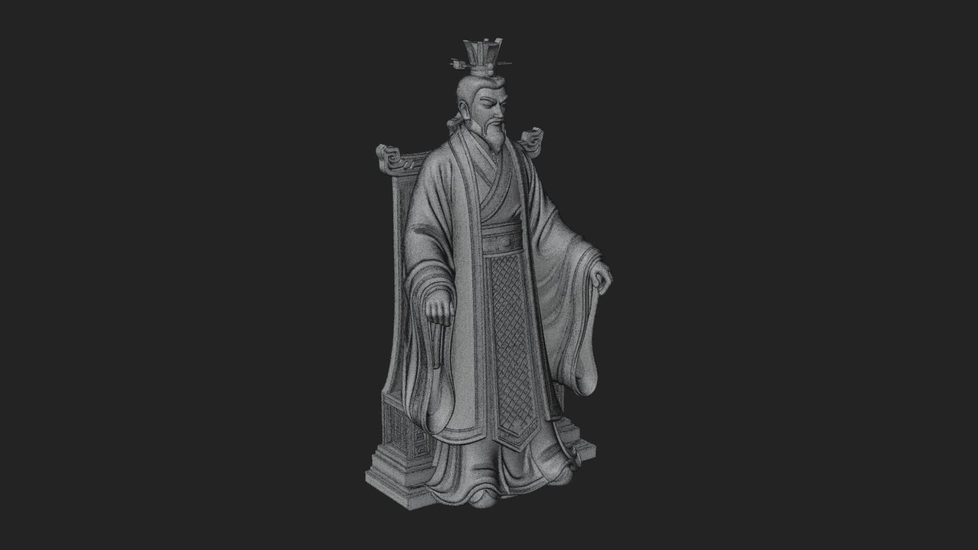 Seated Crowned Emperor Statue Design 2 3D Print Model 3D Model
