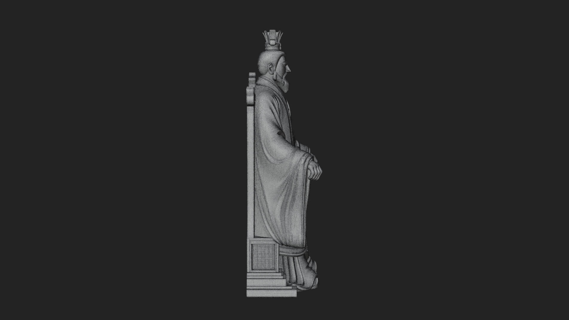 Seated Crowned Emperor Statue Design 2 3D Print Model 3D Model