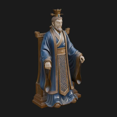Seated Crowned Emperor Statue Design 2 3D Print Model