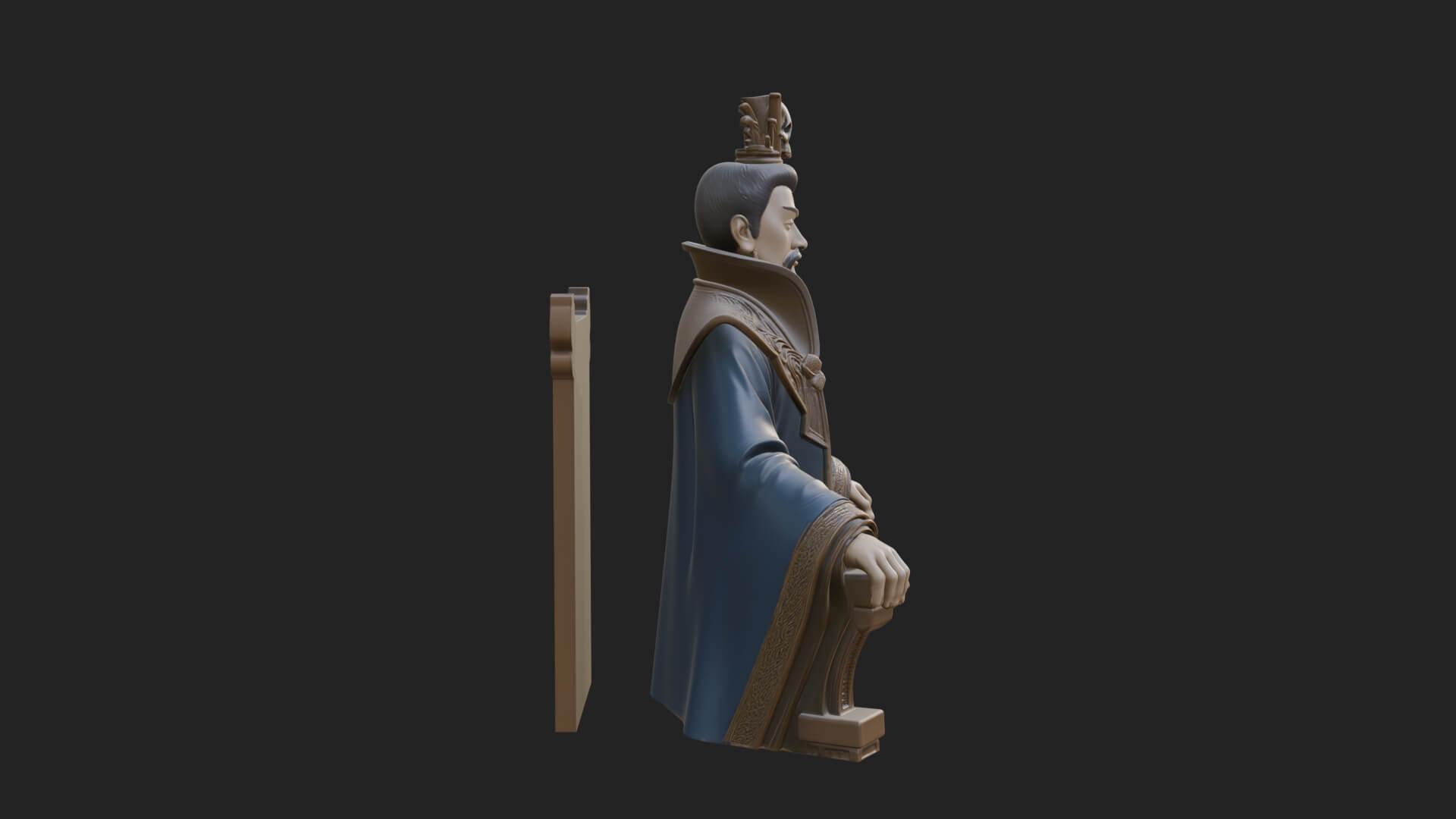 Seated Crowned Emperor Statue Design 3 3D Print Model 3D Model