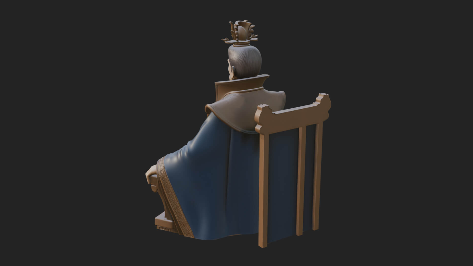 Seated Crowned Emperor Statue Design 3 3D Print Model 3D Model