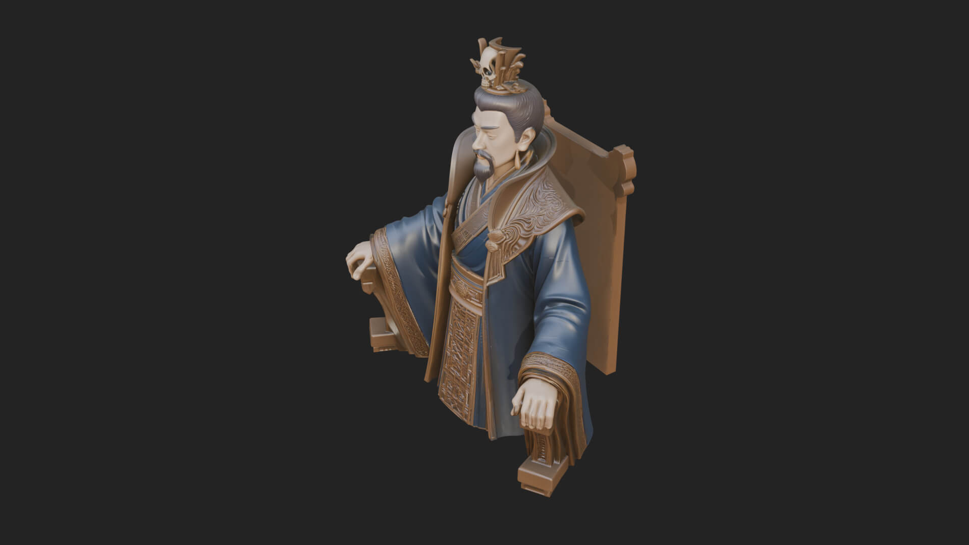 Seated Crowned Emperor Statue Design 3 3D Print Model 3D Model