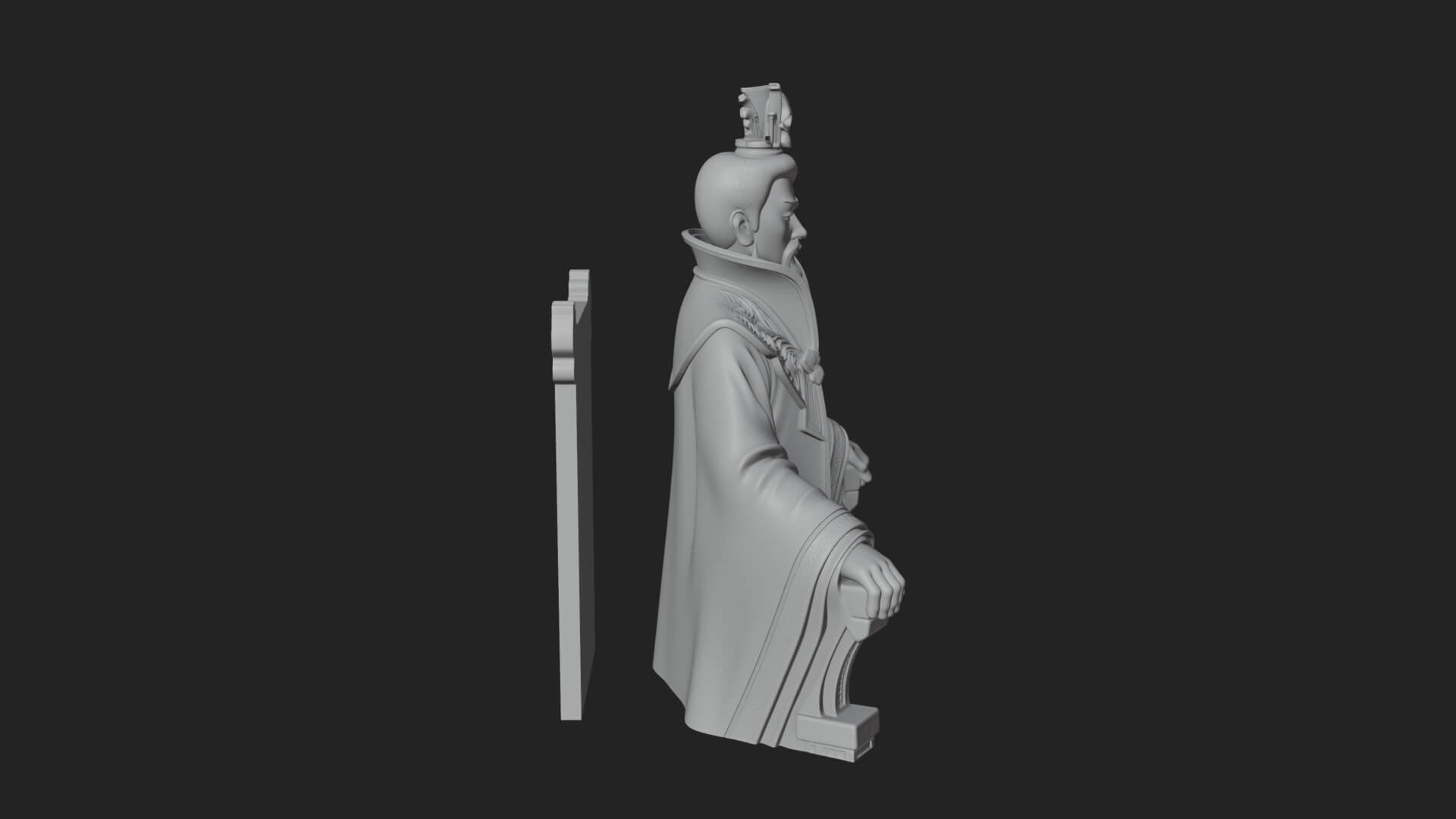 Seated Crowned Emperor Statue Design 3 3D Print Model 3D Model