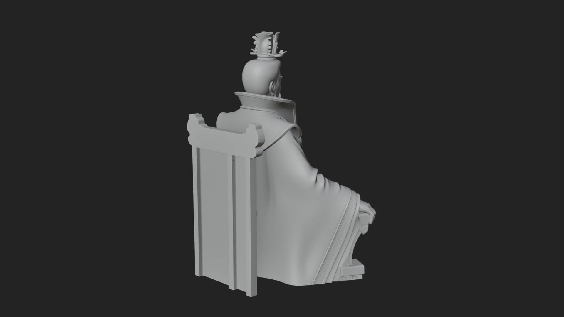 Seated Crowned Emperor Statue Design 3 3D Print Model 3D Model