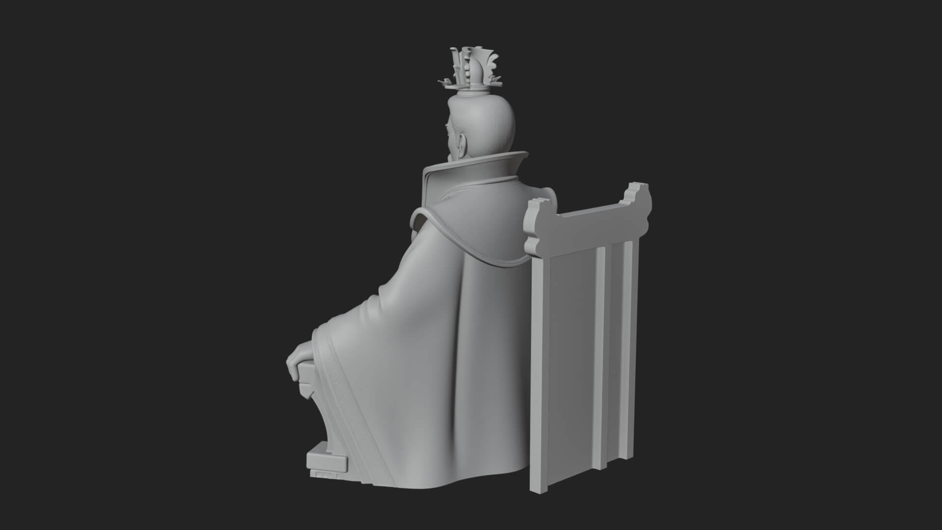 Seated Crowned Emperor Statue Design 3 3D Print Model 3D Model