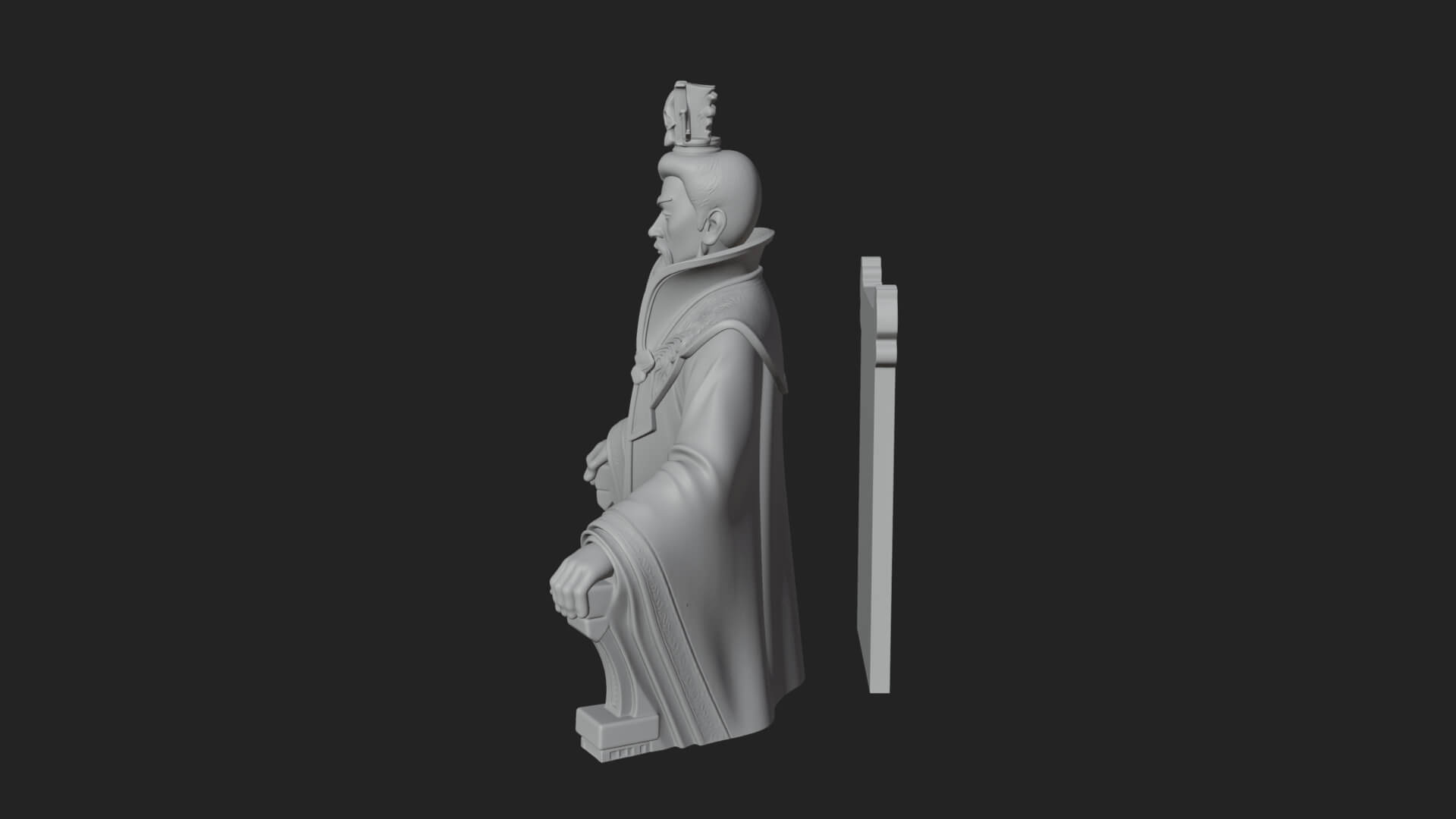 Seated Crowned Emperor Statue Design 3 3D Print Model 3D Model