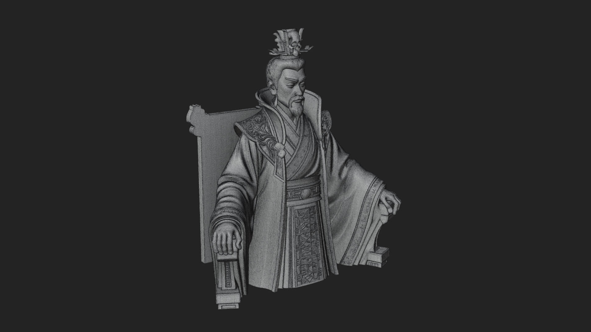 Seated Crowned Emperor Statue Design 3 3D Print Model 3D Model