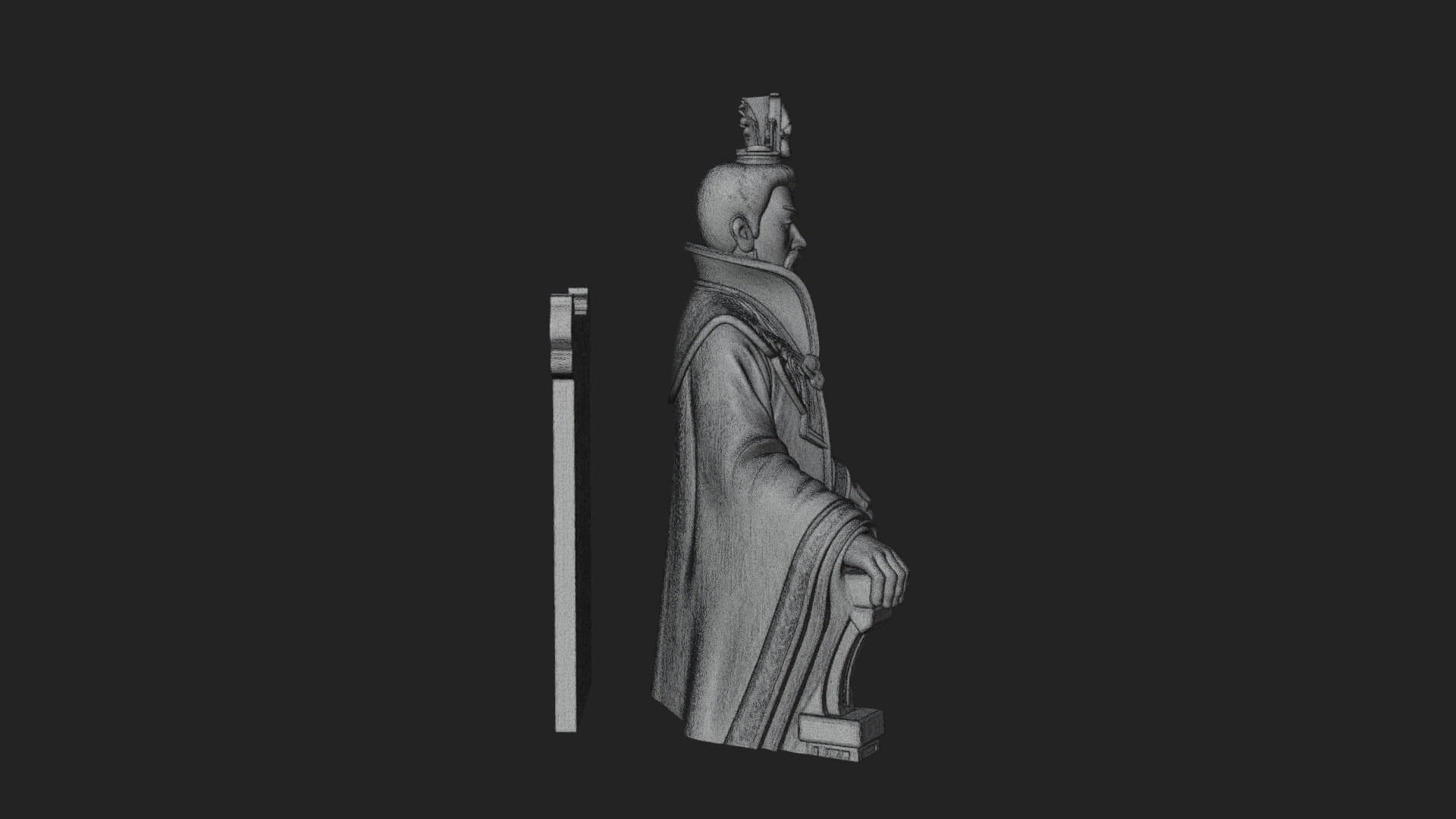 Seated Crowned Emperor Statue Design 3 3D Print Model 3D Model
