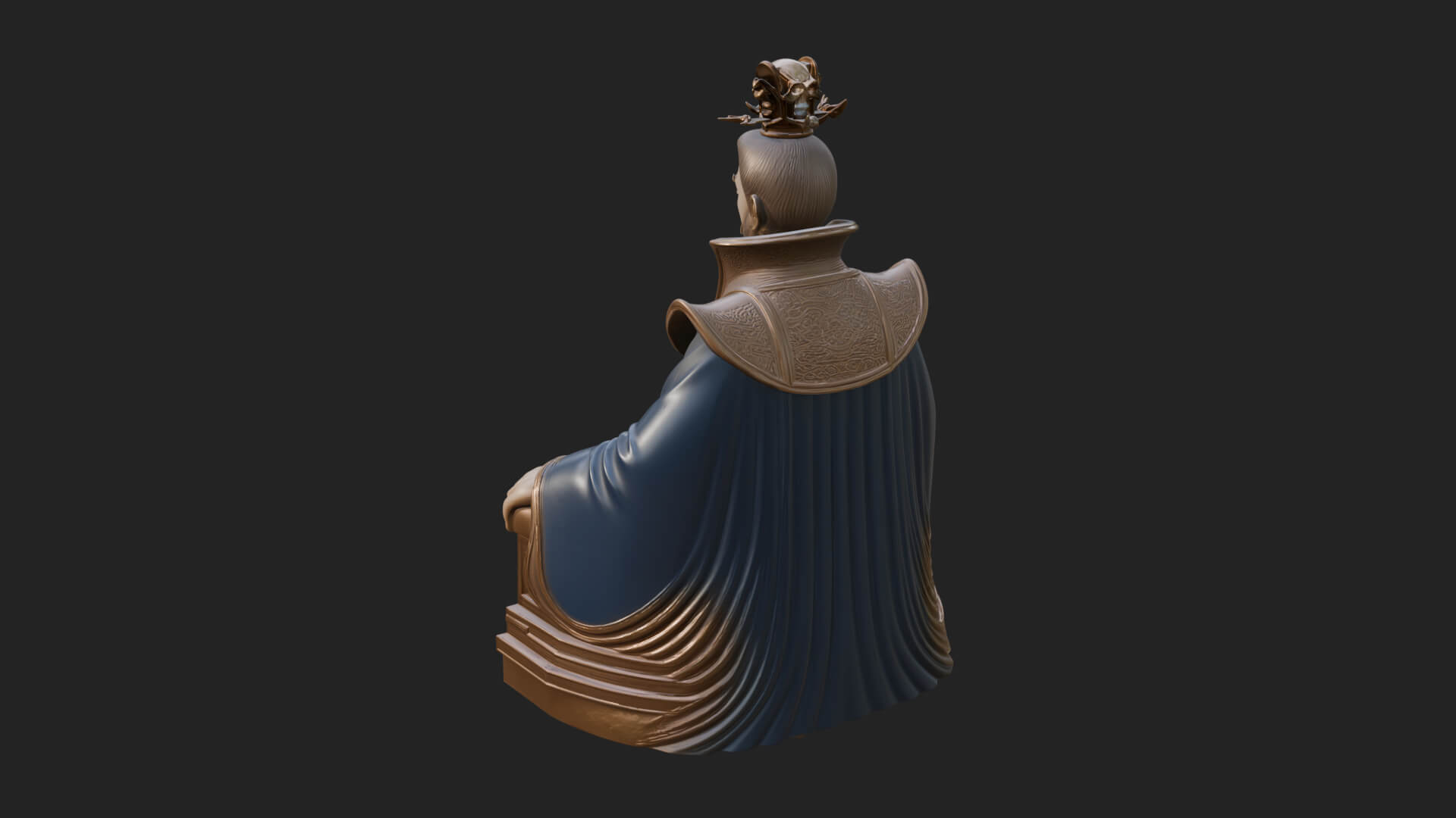 Seated Crowned Emperor Statue Design 4 3D Print Model 3D Model