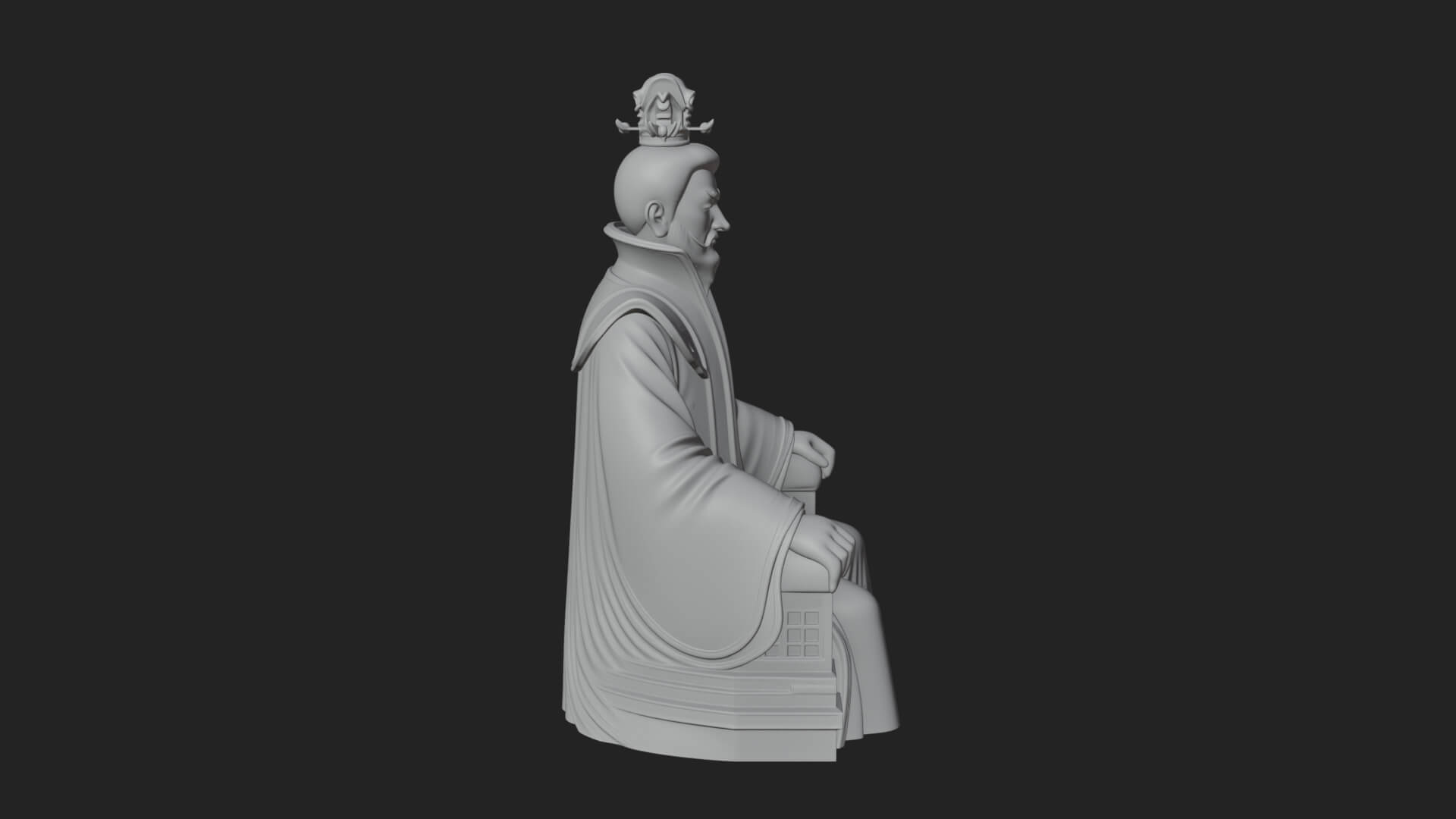 Seated Crowned Emperor Statue Design 4 3D Print Model 3D Model