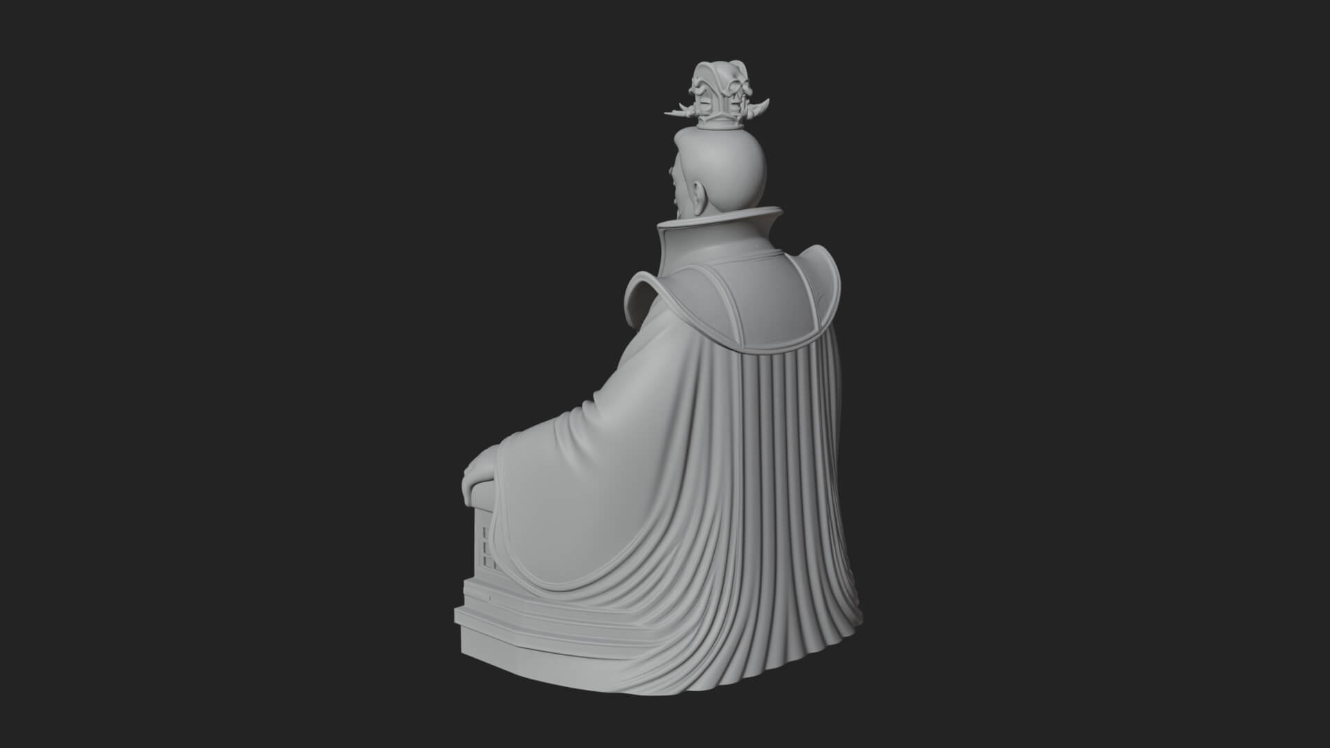 Seated Crowned Emperor Statue Design 4 3D Print Model 3D Model