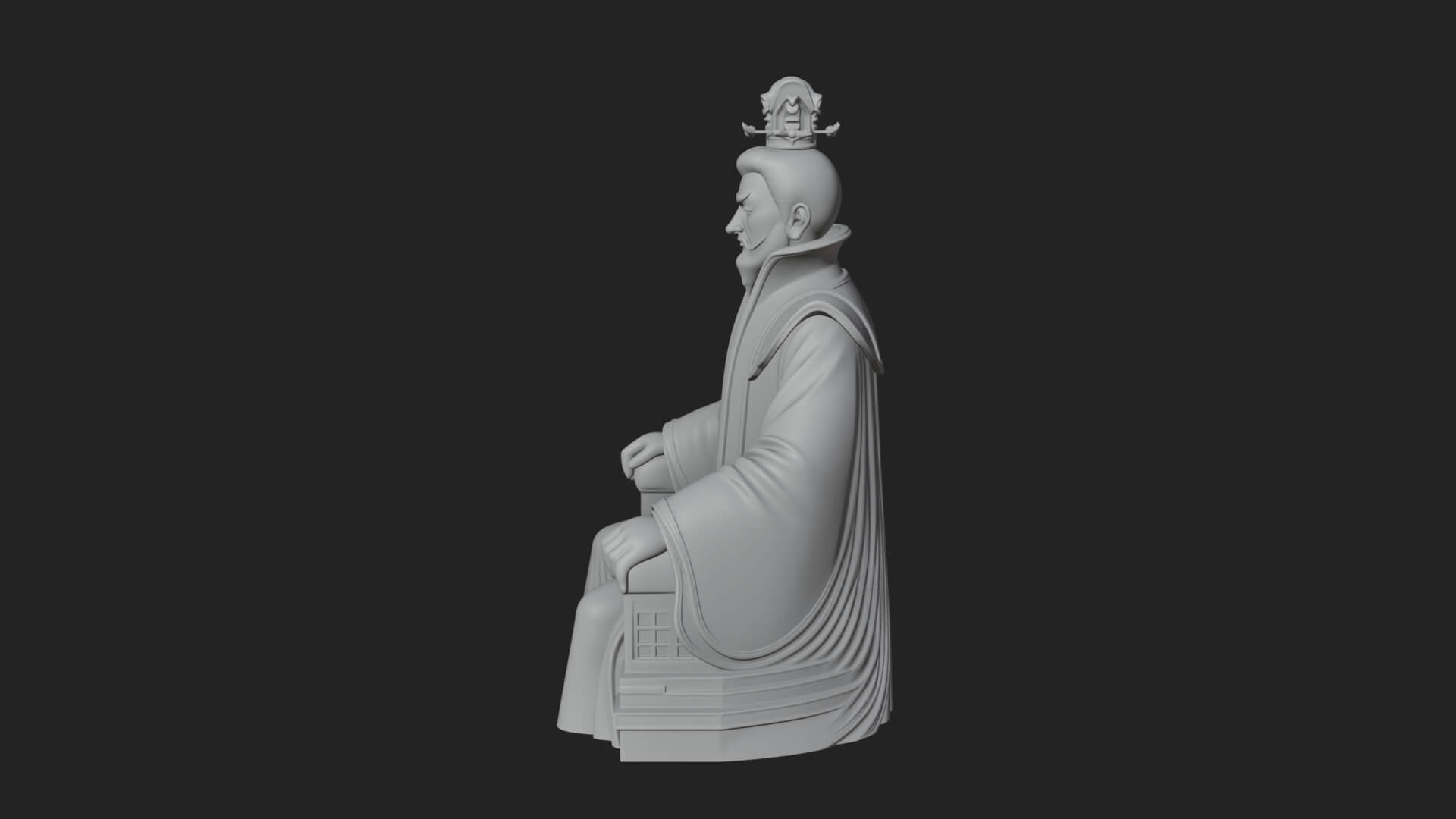 Seated Crowned Emperor Statue Design 4 3D Print Model 3D Model