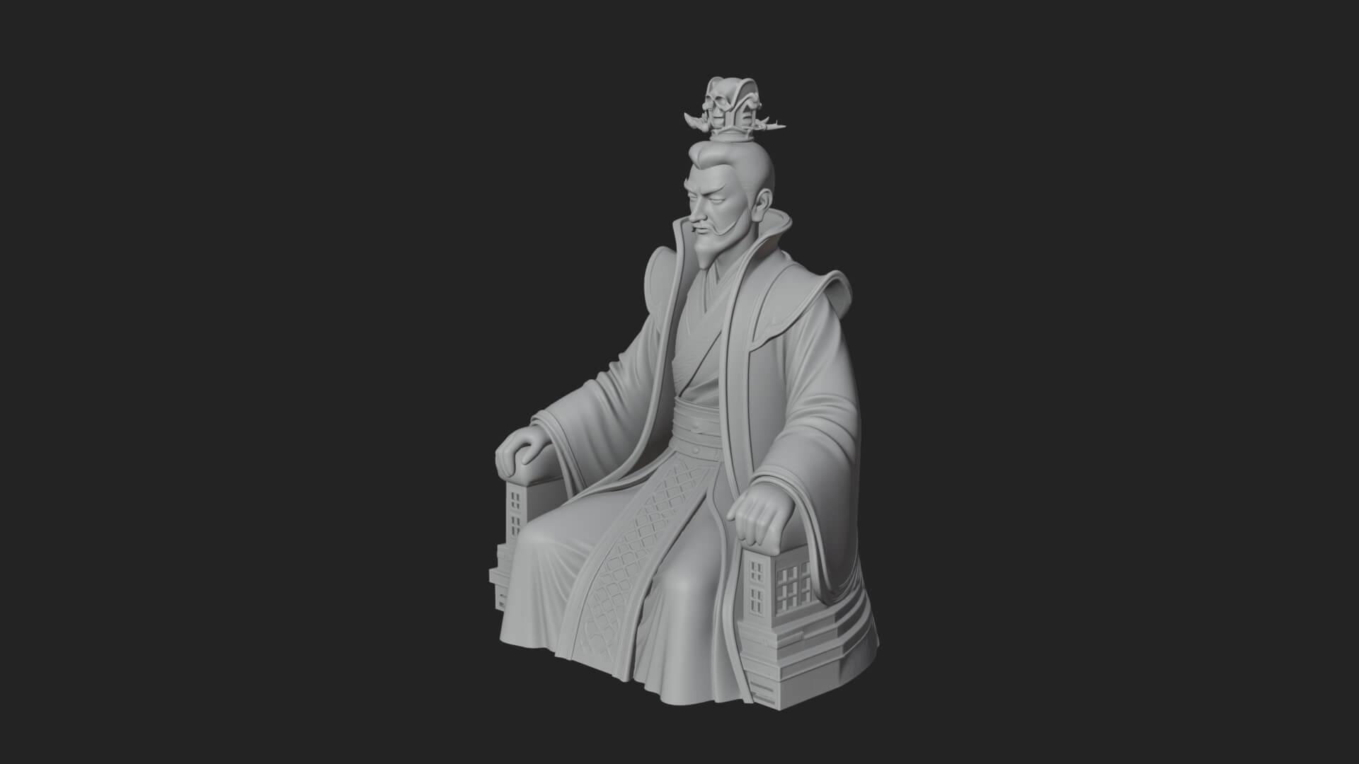 Seated Crowned Emperor Statue Design 4 3D Print Model 3D Model