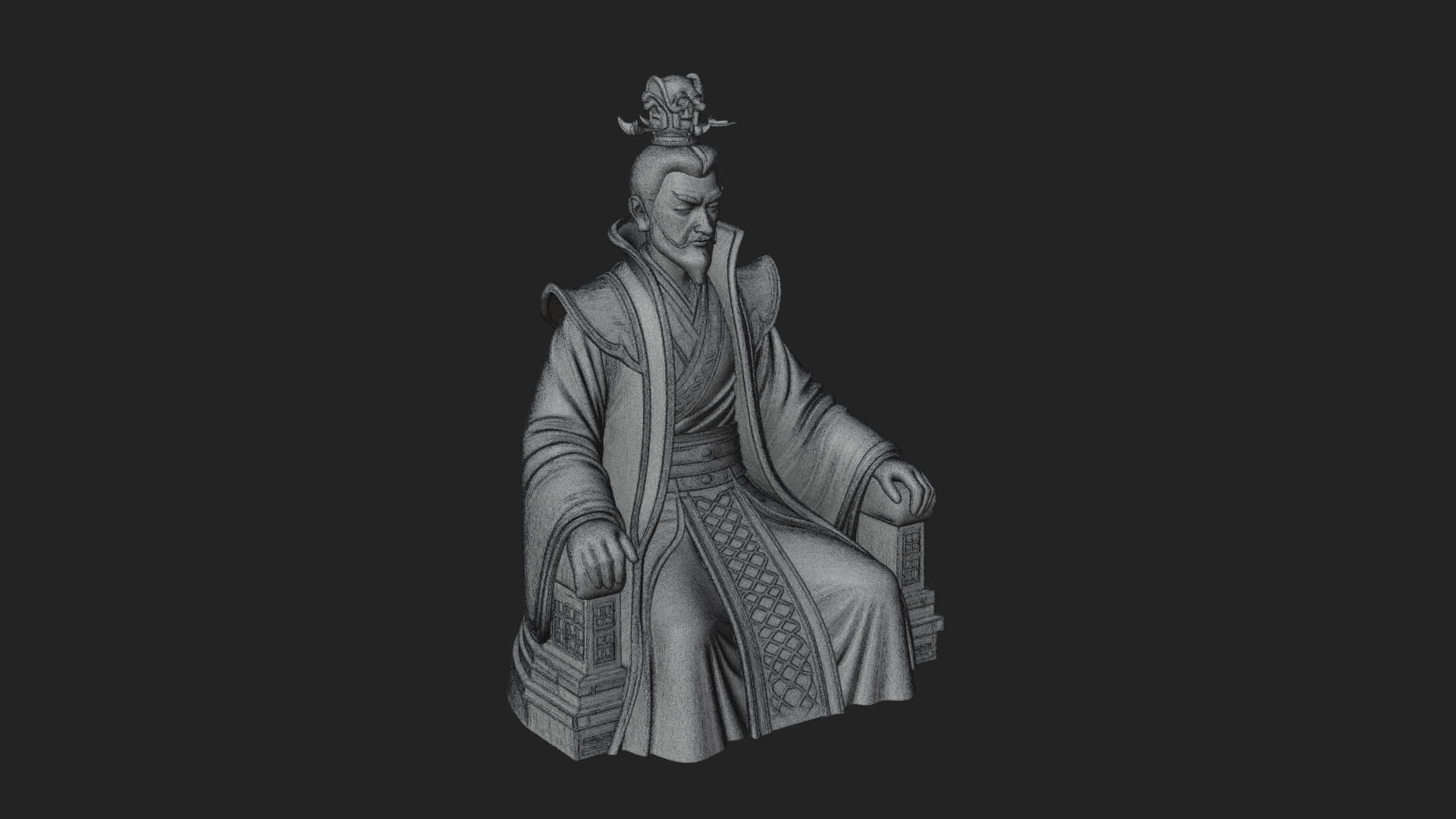 Seated Crowned Emperor Statue Design 4 3D Print Model 3D Model