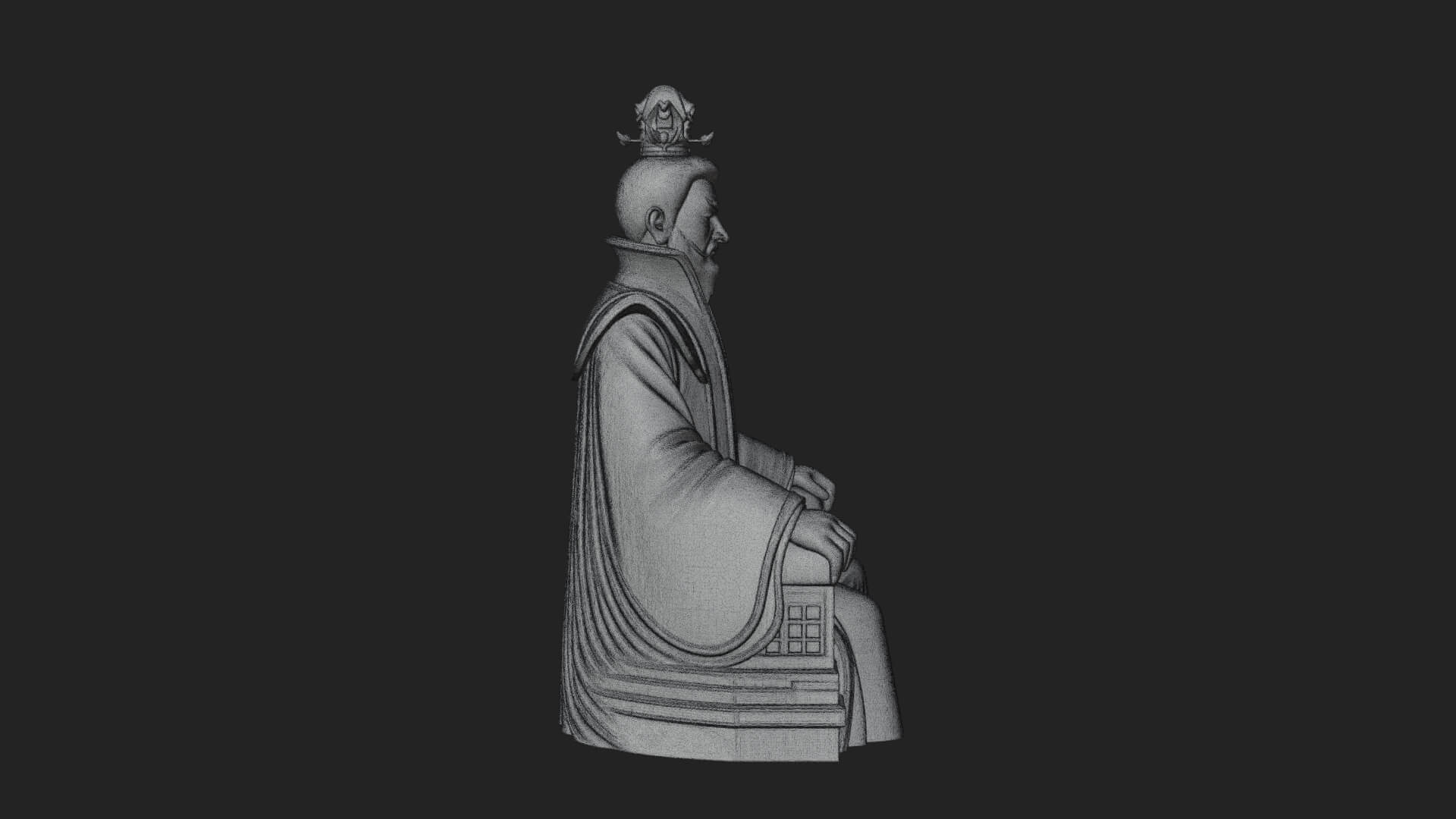 Seated Crowned Emperor Statue Design 4 3D Print Model 3D Model