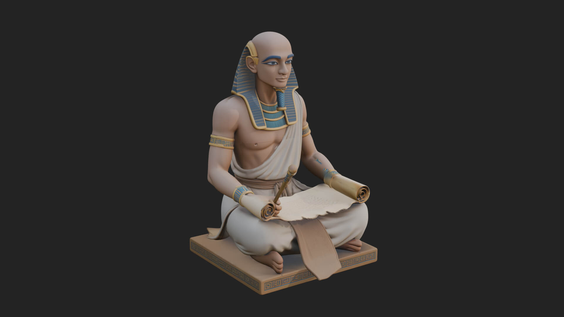 Seated Egyptian Scribe Statue Design 1 3D Print Model 3D Model