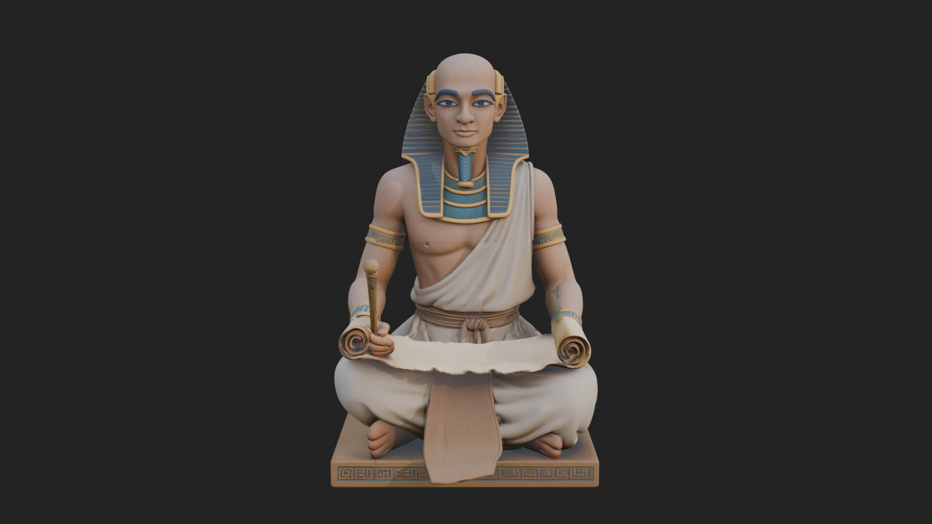 Seated Egyptian Scribe Statue Design 1 3D Print Model 3D Model