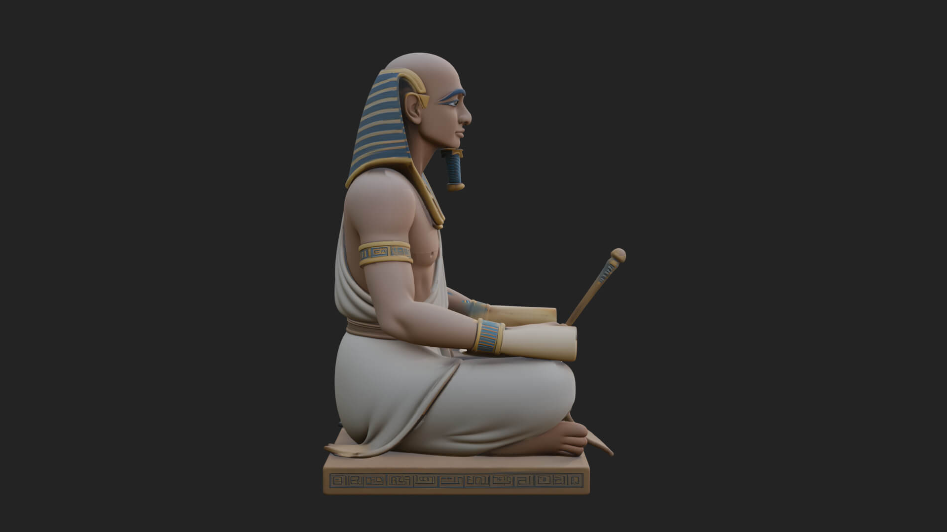Seated Egyptian Scribe Statue Design 1 3D Print Model 3D Model