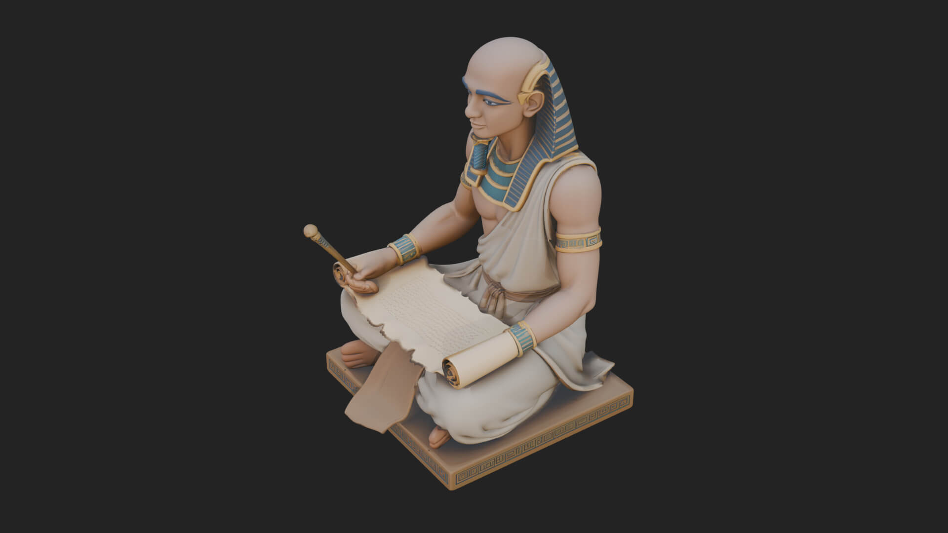 Seated Egyptian Scribe Statue Design 1 3D Print Model 3D Model