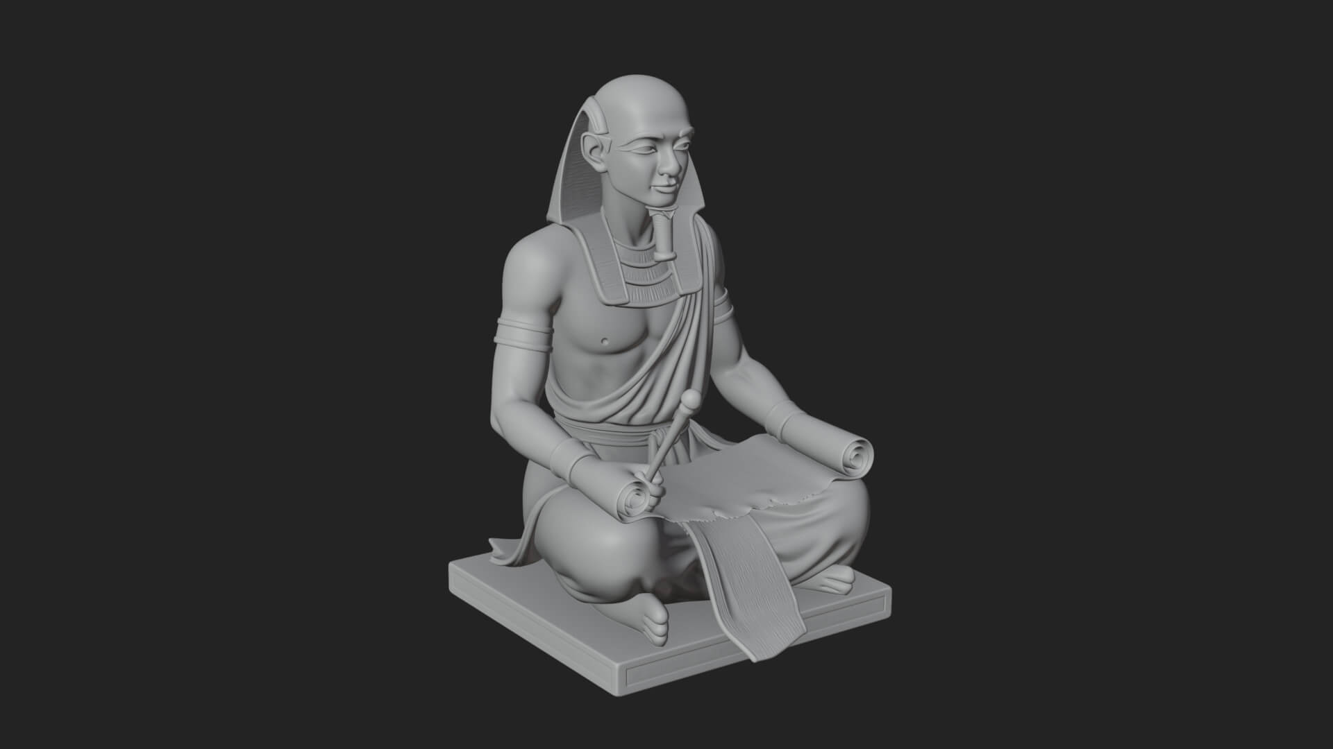 Seated Egyptian Scribe Statue Design 1 3D Print Model 3D Model