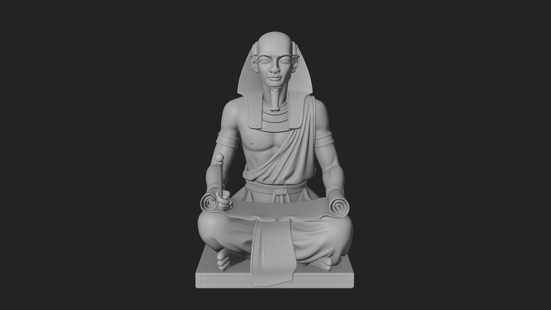 Seated Egyptian Scribe Statue Design 1 3D Print Model 3D Model