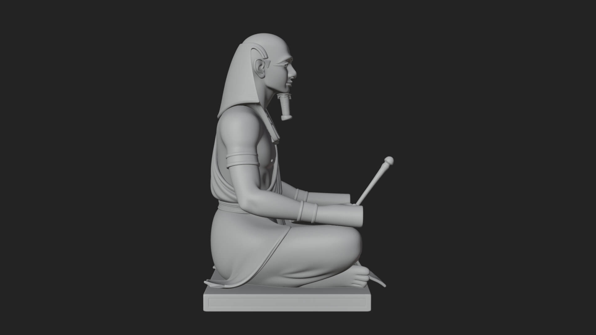 Seated Egyptian Scribe Statue Design 1 3D Print Model 3D Model