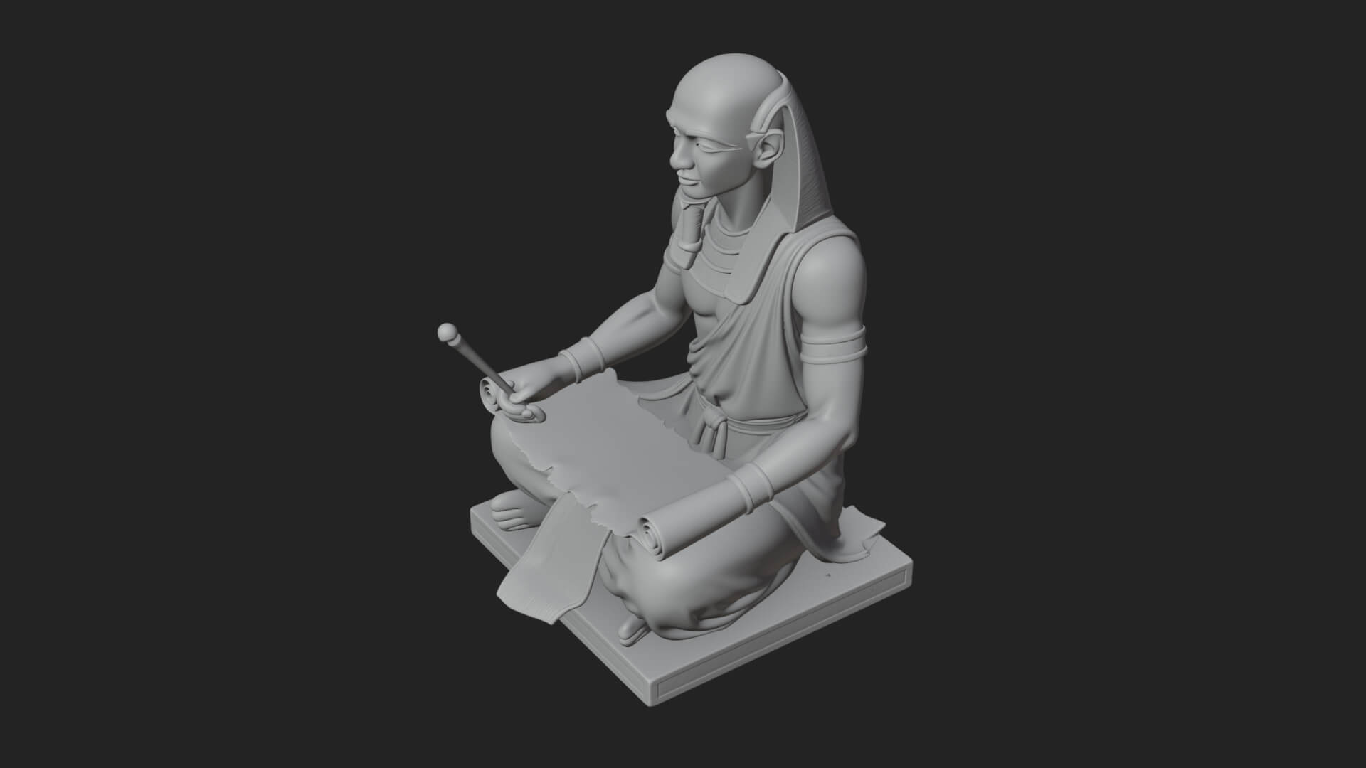 Seated Egyptian Scribe Statue Design 1 3D Print Model 3D Model