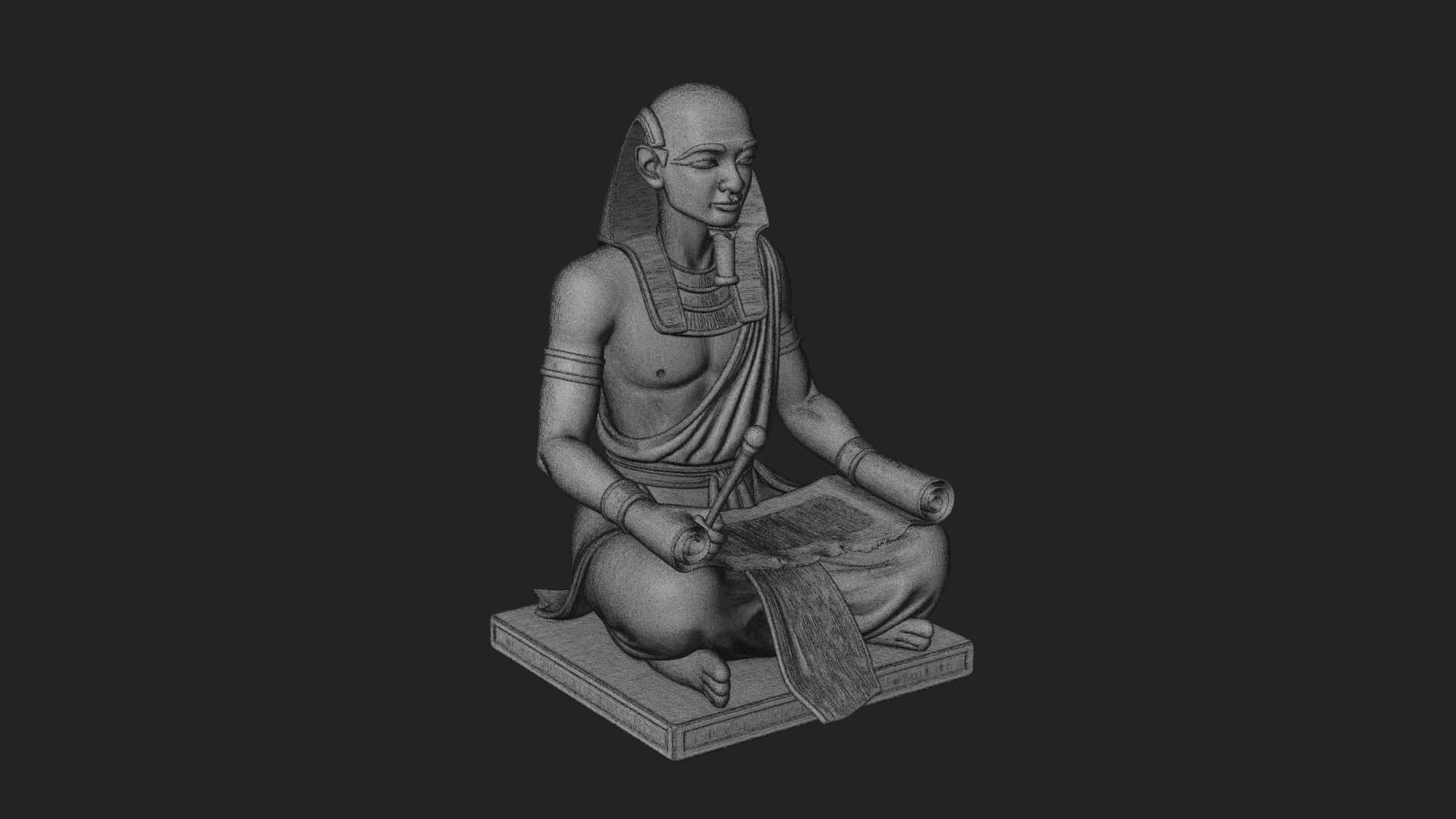 Seated Egyptian Scribe Statue Design 1 3D Print Model 3D Model